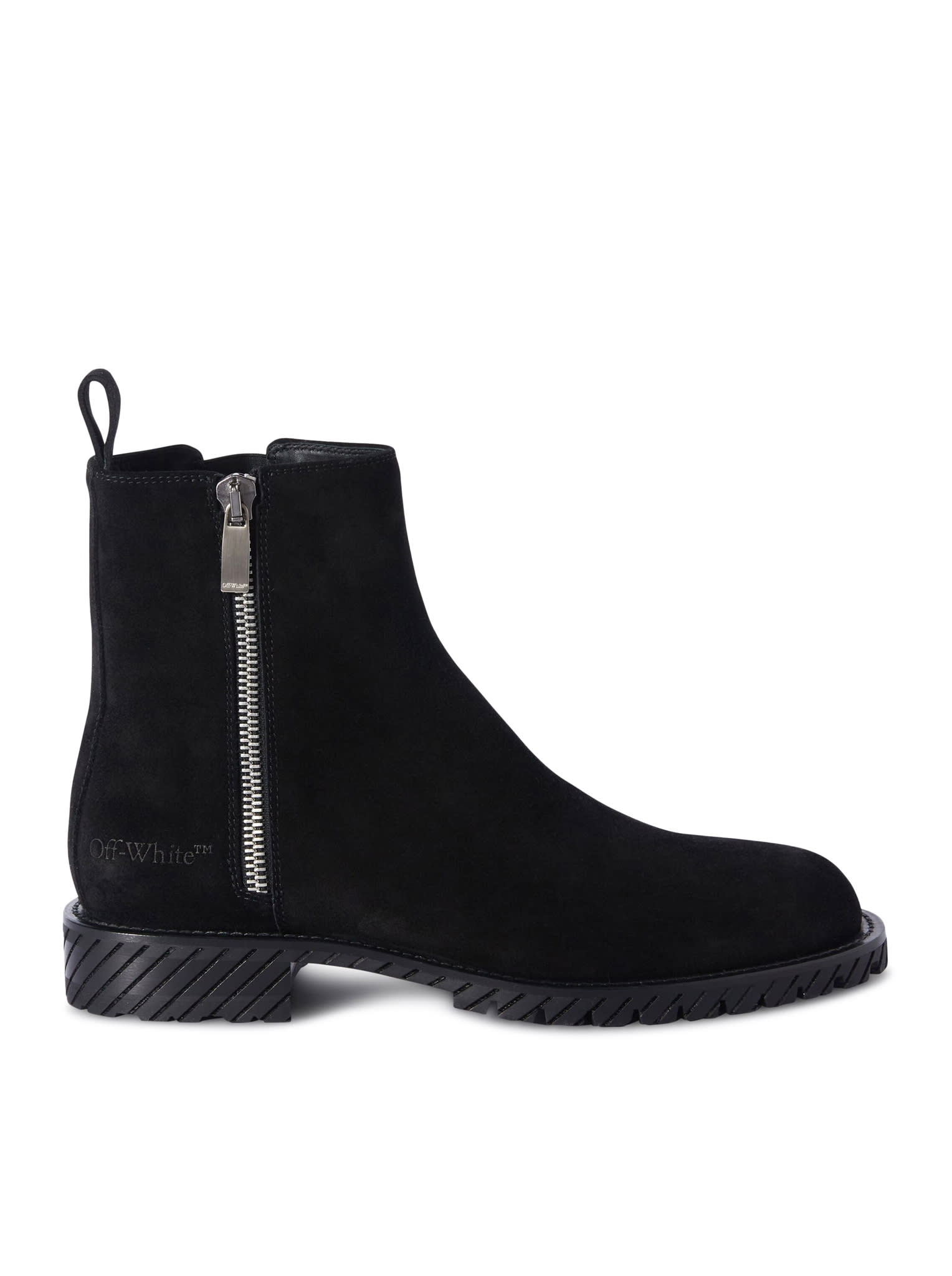 OFF-WHITE MILITARY SUEDE ANKLE BOOT BLACK