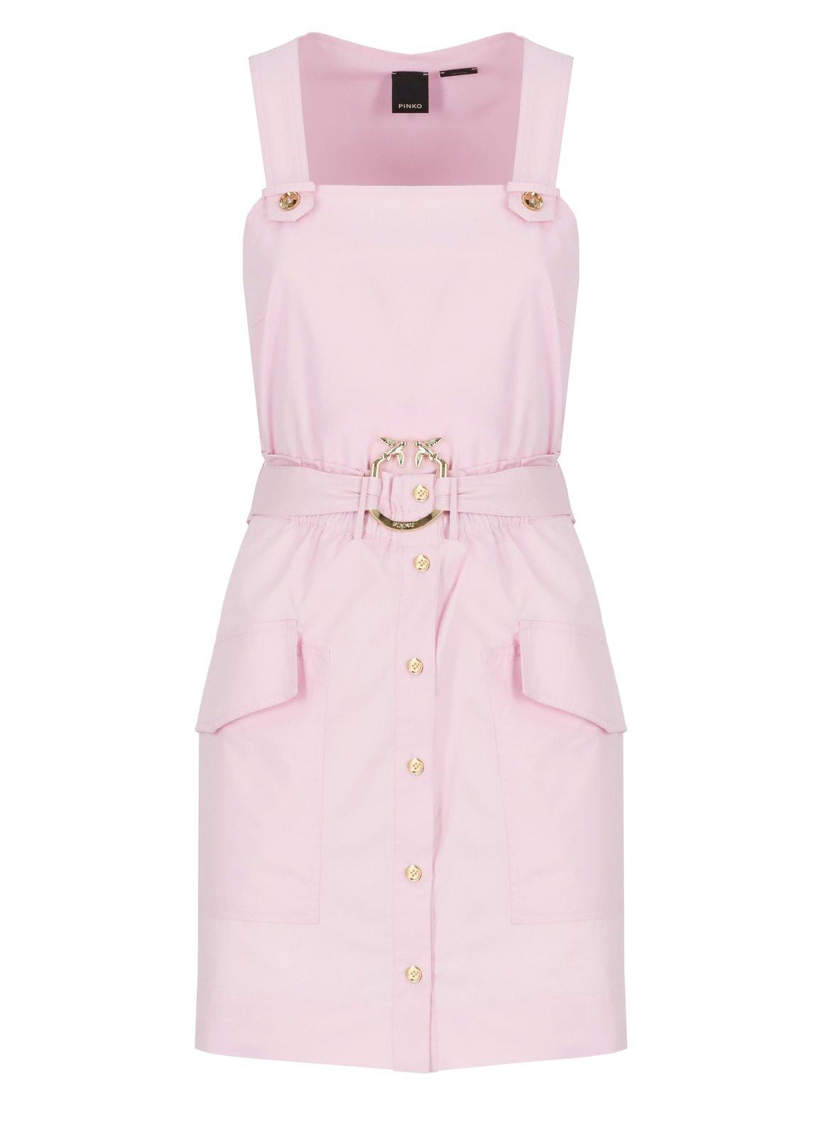 Shop Pinko Squared Neck Sleeveless Dress In Rosa Dolce Lilla