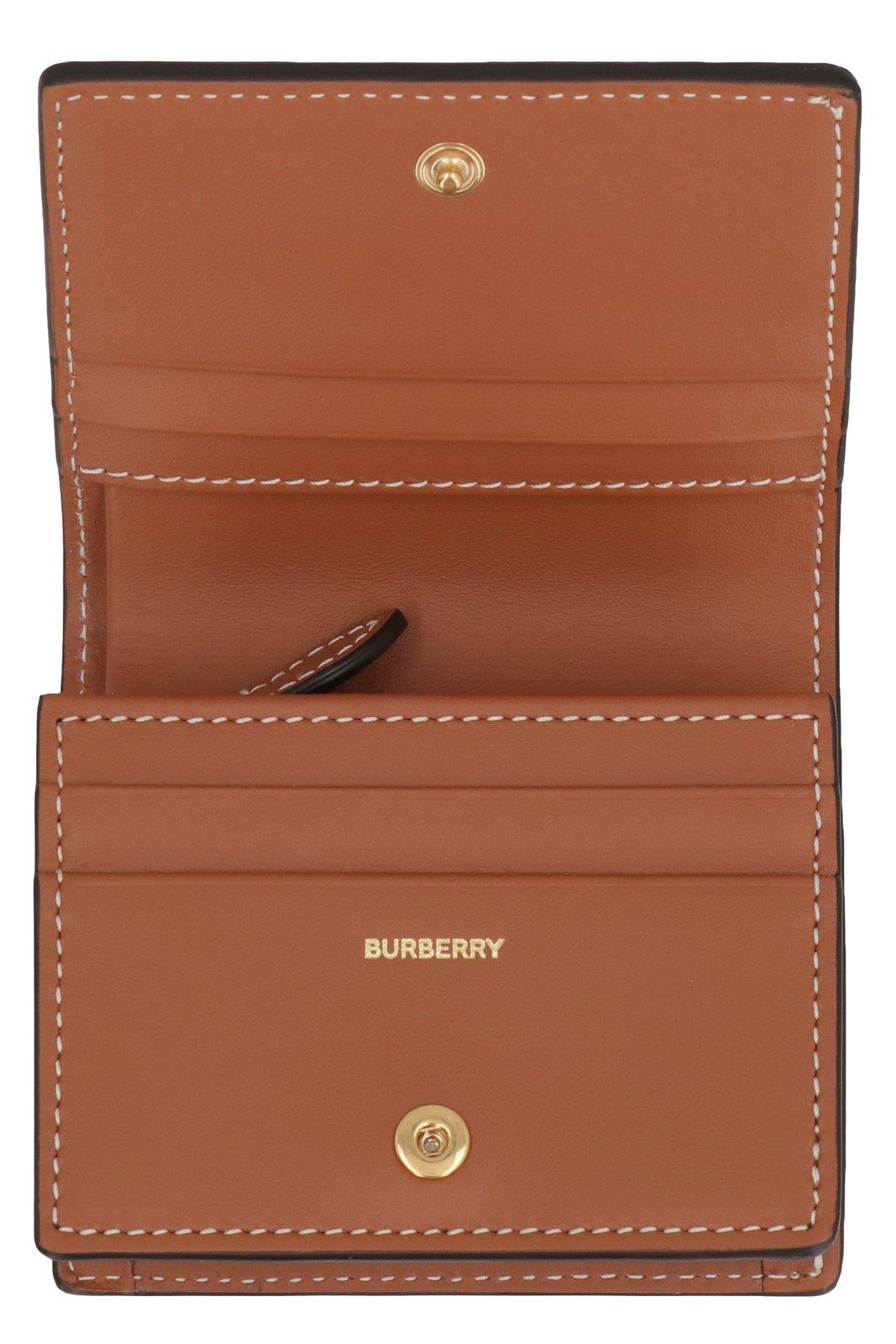 Burberry Structured Check Pattern Wallet In Beige
