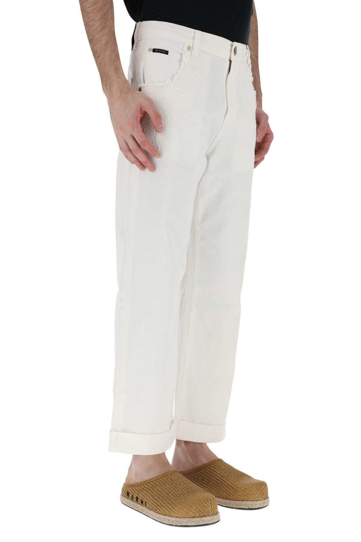 Shop Etro White Stretch Denim Jeans In Bianco