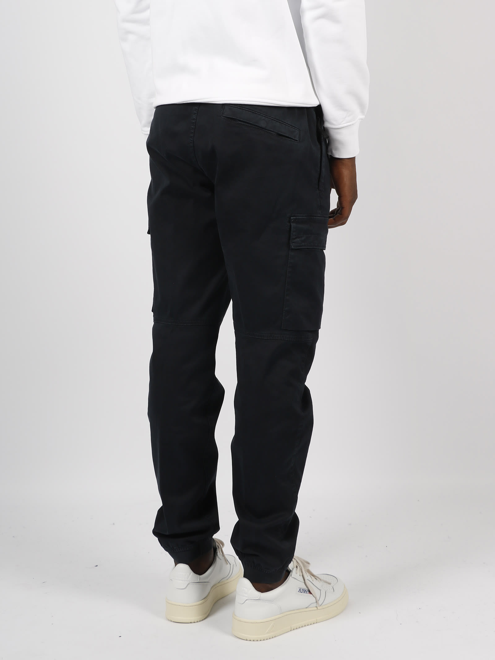 Shop Stone Island Elastic Waist Cargo Trouser In Blue