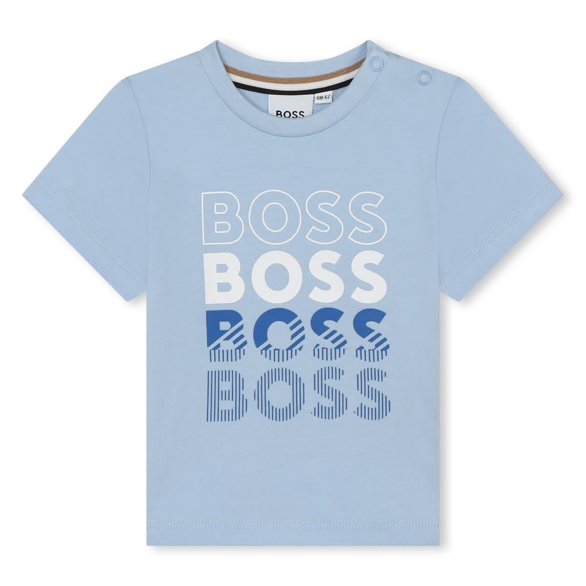 Shop Hugo Boss T-shirt With Print In Light Blue