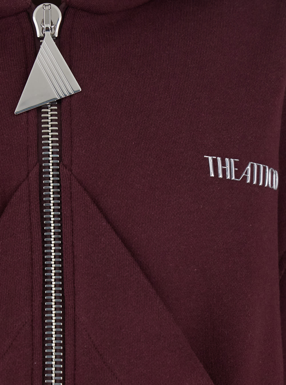 Attico Bordeaux Cropped Sweatshirt With Fixed Hood And Logo Lettering On The Front In Cotton Woman In Brown