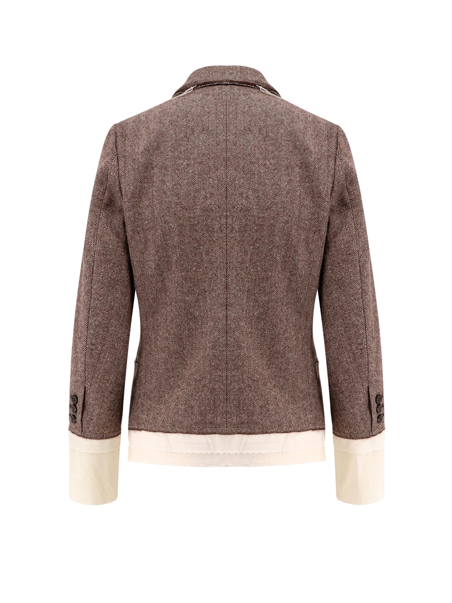 Undercover Wool Blend Blazer With Frayed Profiles In Brown