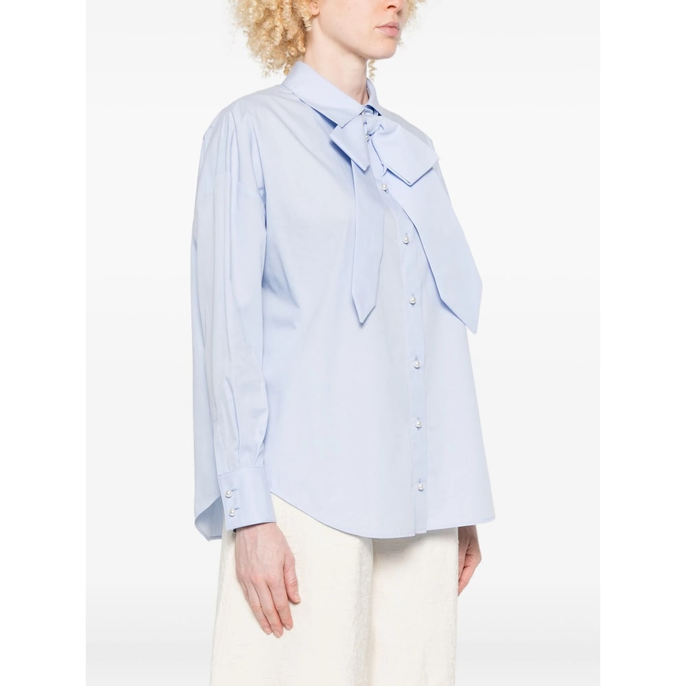 Vivetta Bow-detail Buttoned Shirt In Blue