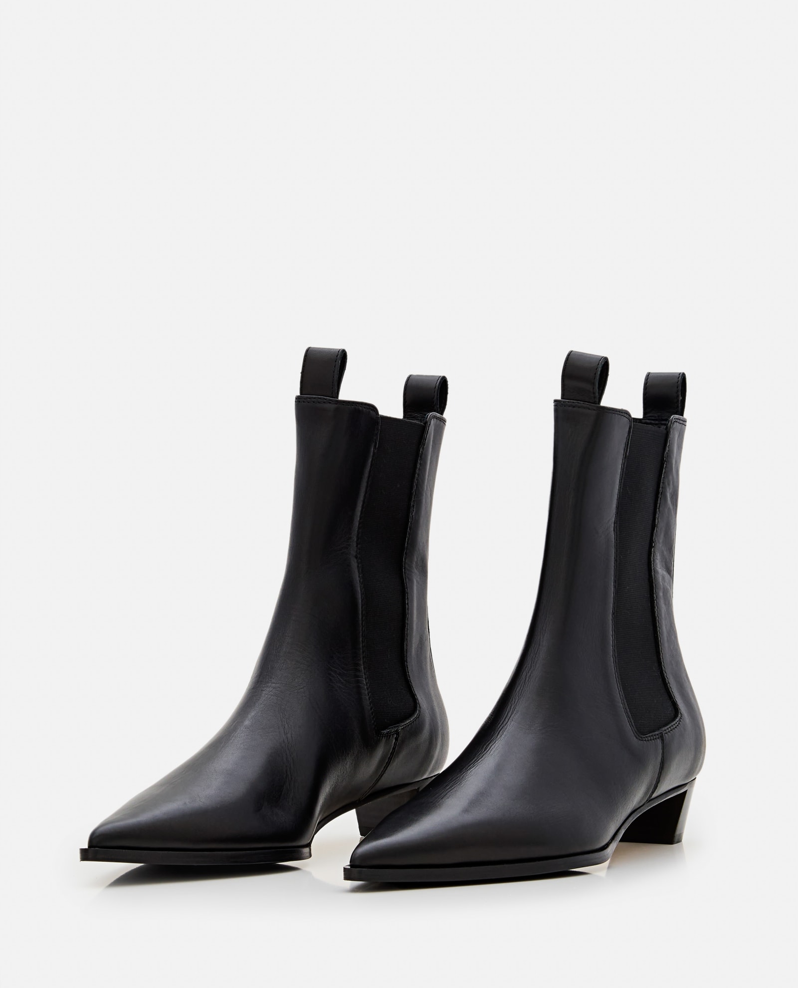 Shop Aeyde Kiki Leather Pointed Toe Boots In Black