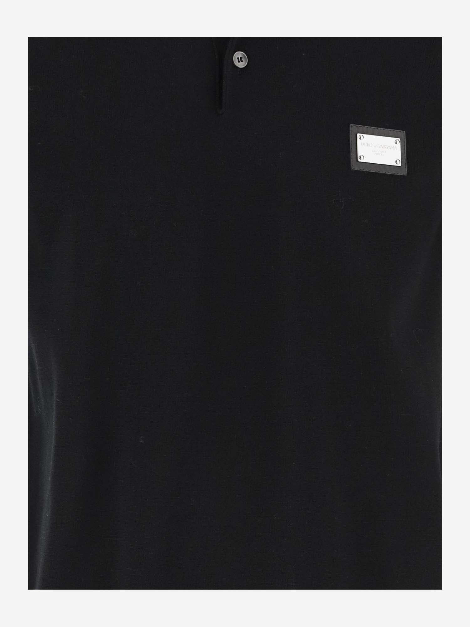 Shop Dolce & Gabbana Wool Polo Shirt With Logo In Black