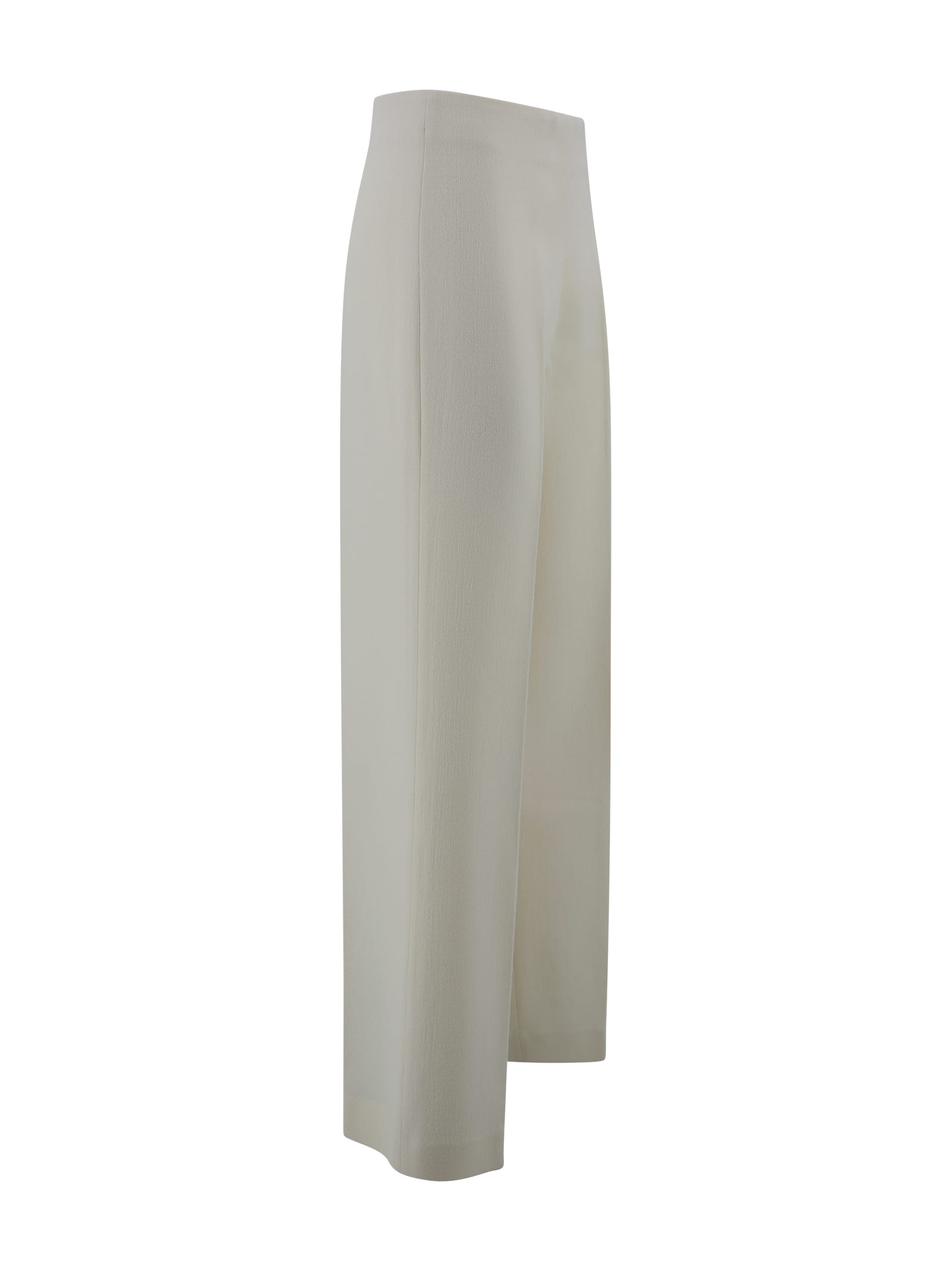 P.a.r.o.s.h Relaxed Fit Textured Fabric Wide Leg Trousers In White