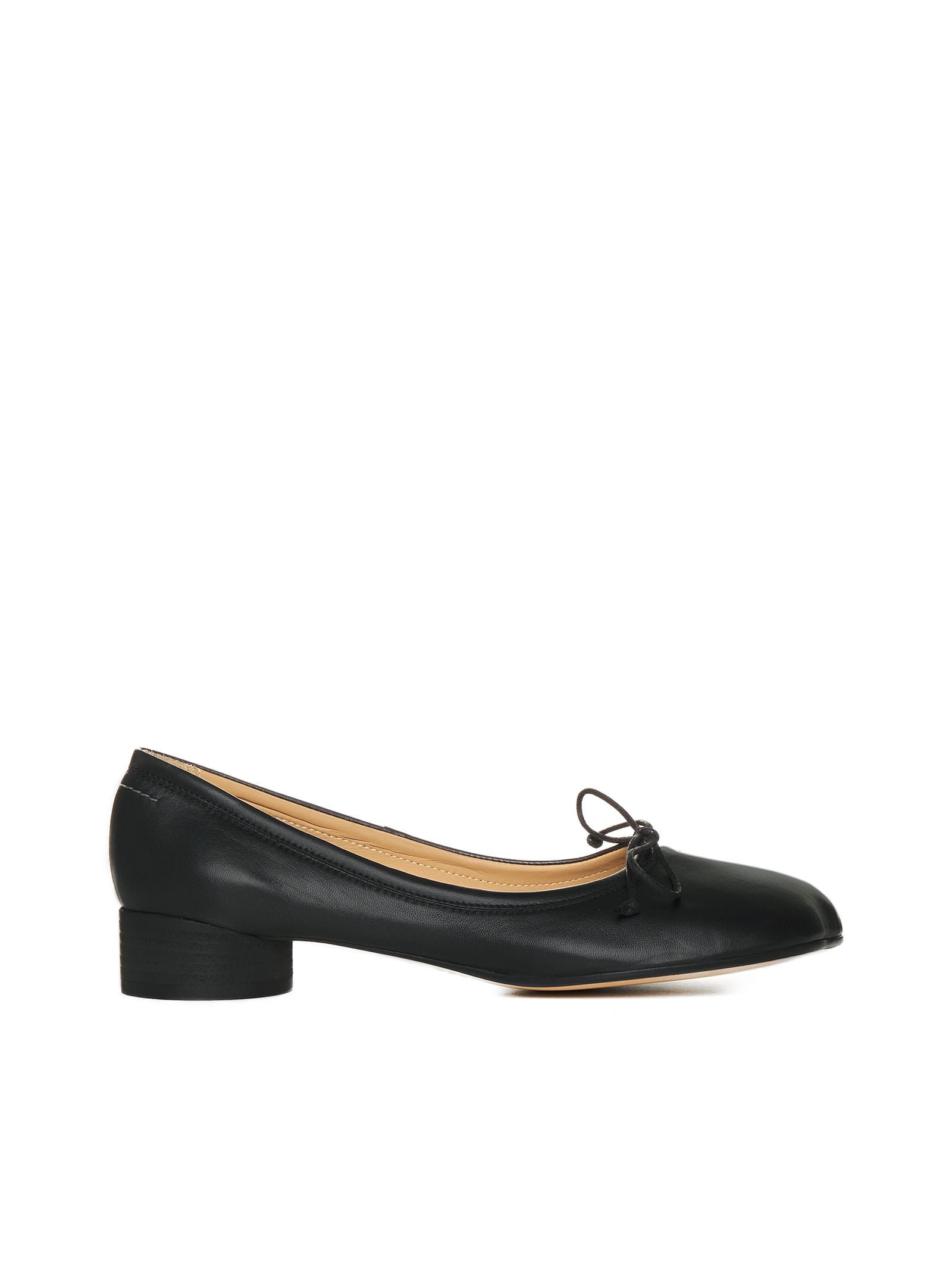 MM6 Maison Margiela Black Leather Ballet Flats