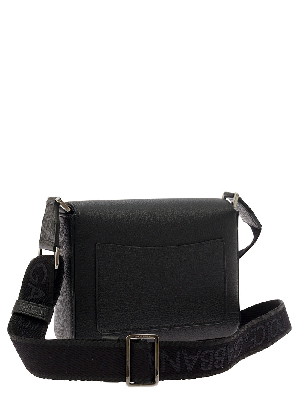 Shop Dolce & Gabbana Medium Dg Logo Black Crossbody Bag With Quilted Logo In Leather And Cotton Man