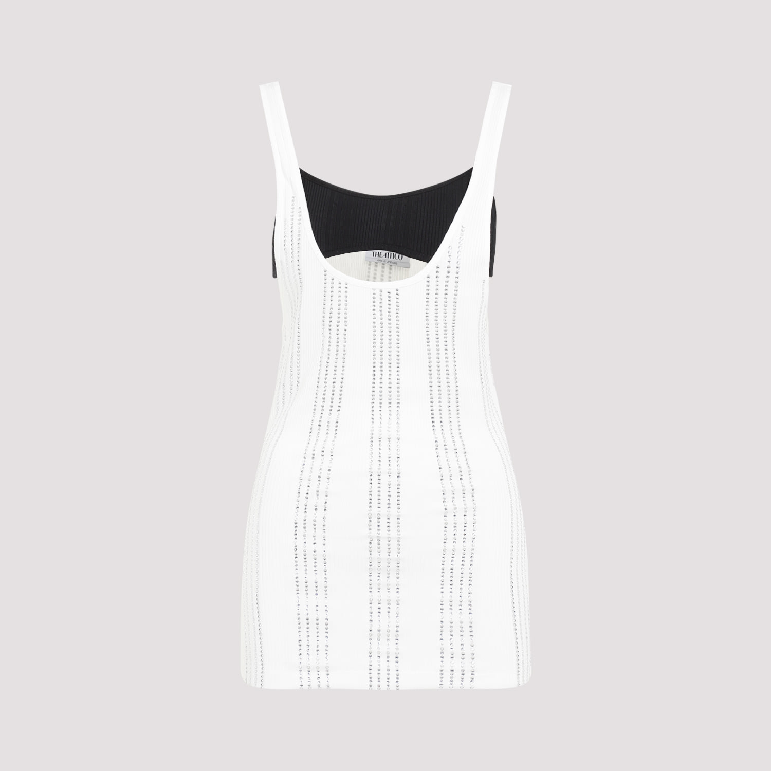 Attico Flat Ribbed Jersey Tank Top In White