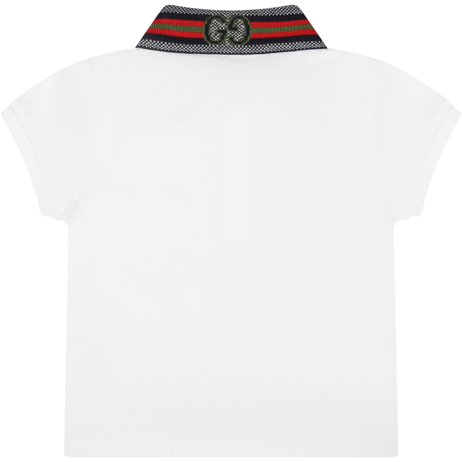 Shop Gucci White Polo Shirt For Baby Boy With Double G