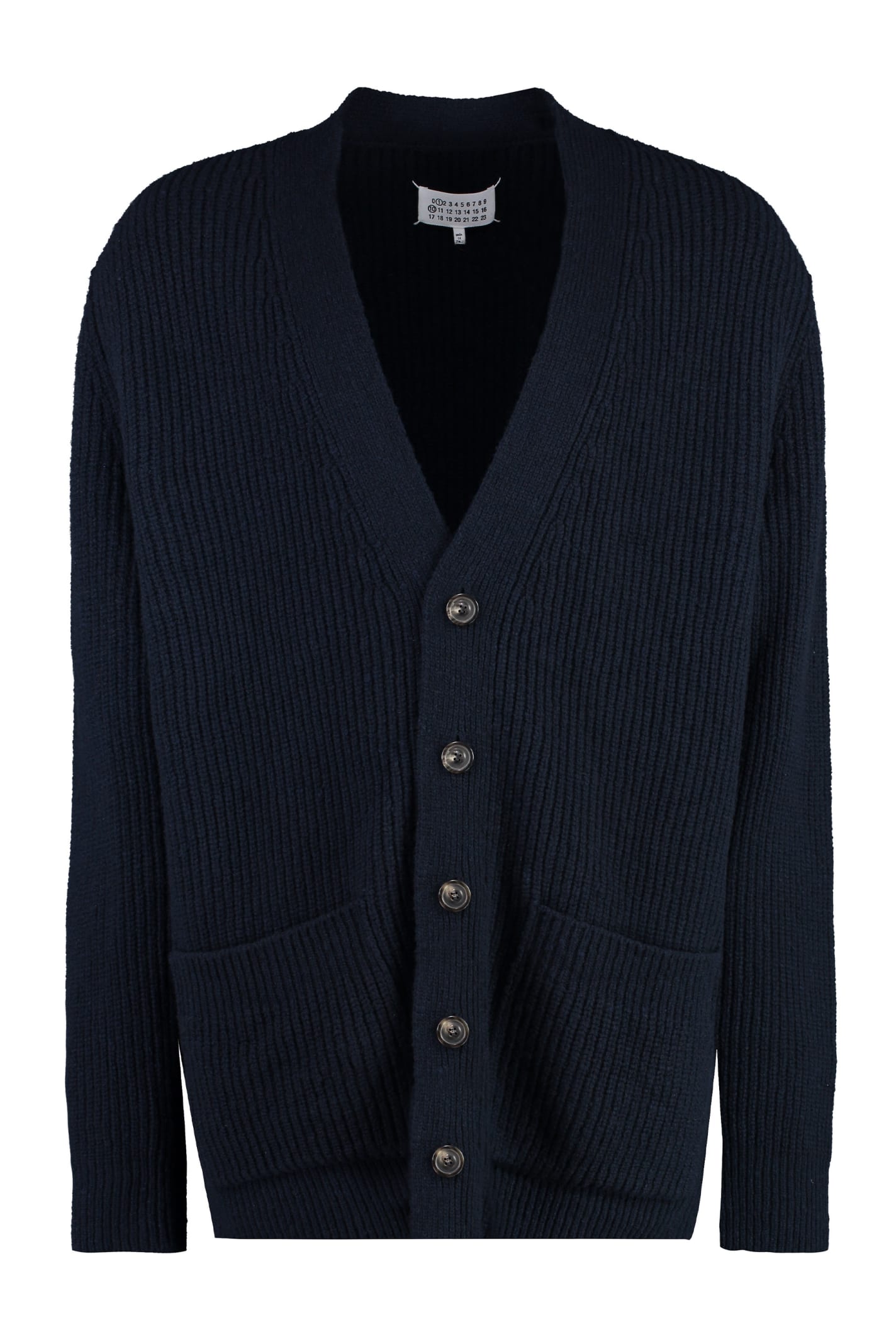 Shop Maison Margiela Wool And Cashmere Cardigan In Blue