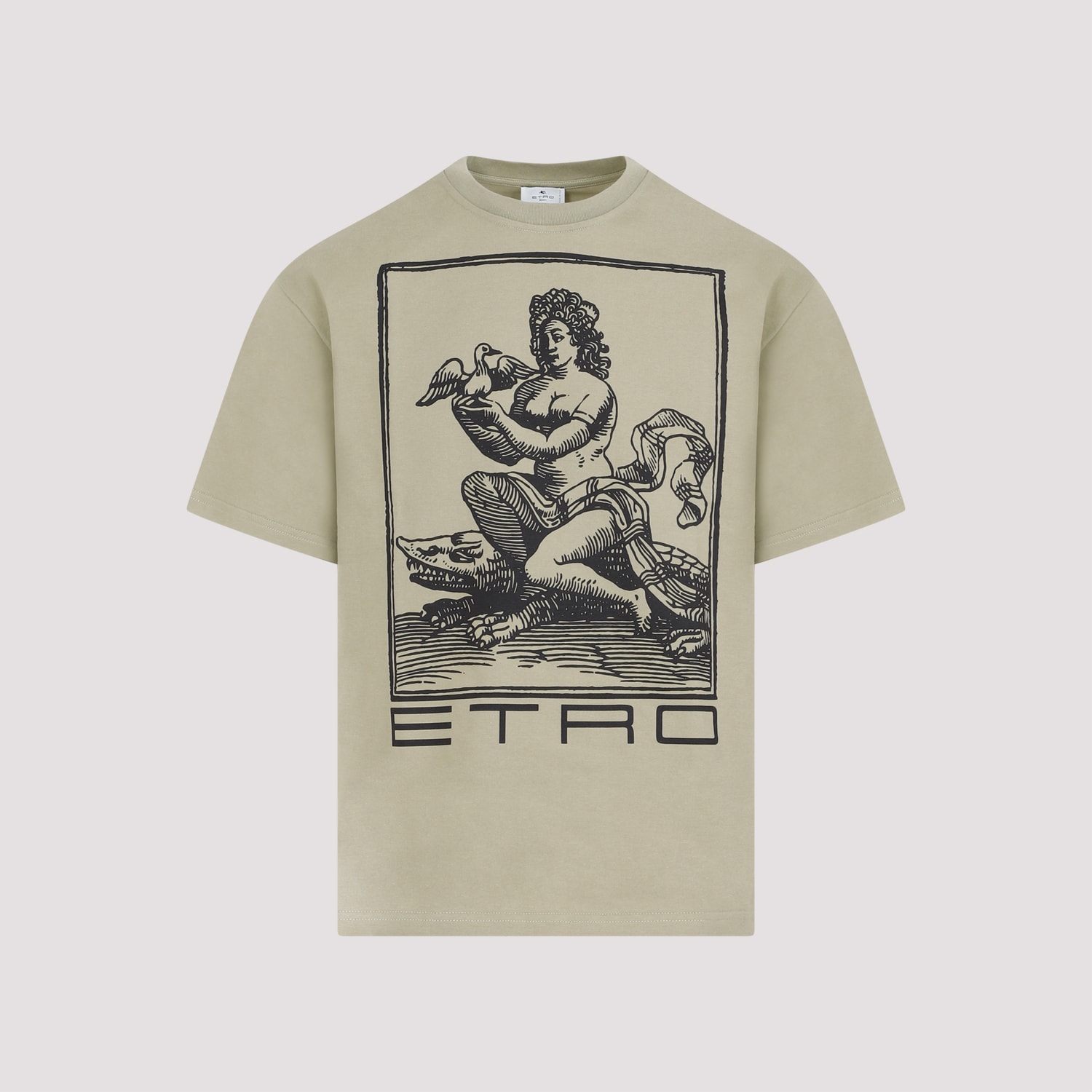 Shop Etro Cotton T-shirt In Stampa Fdo Verde