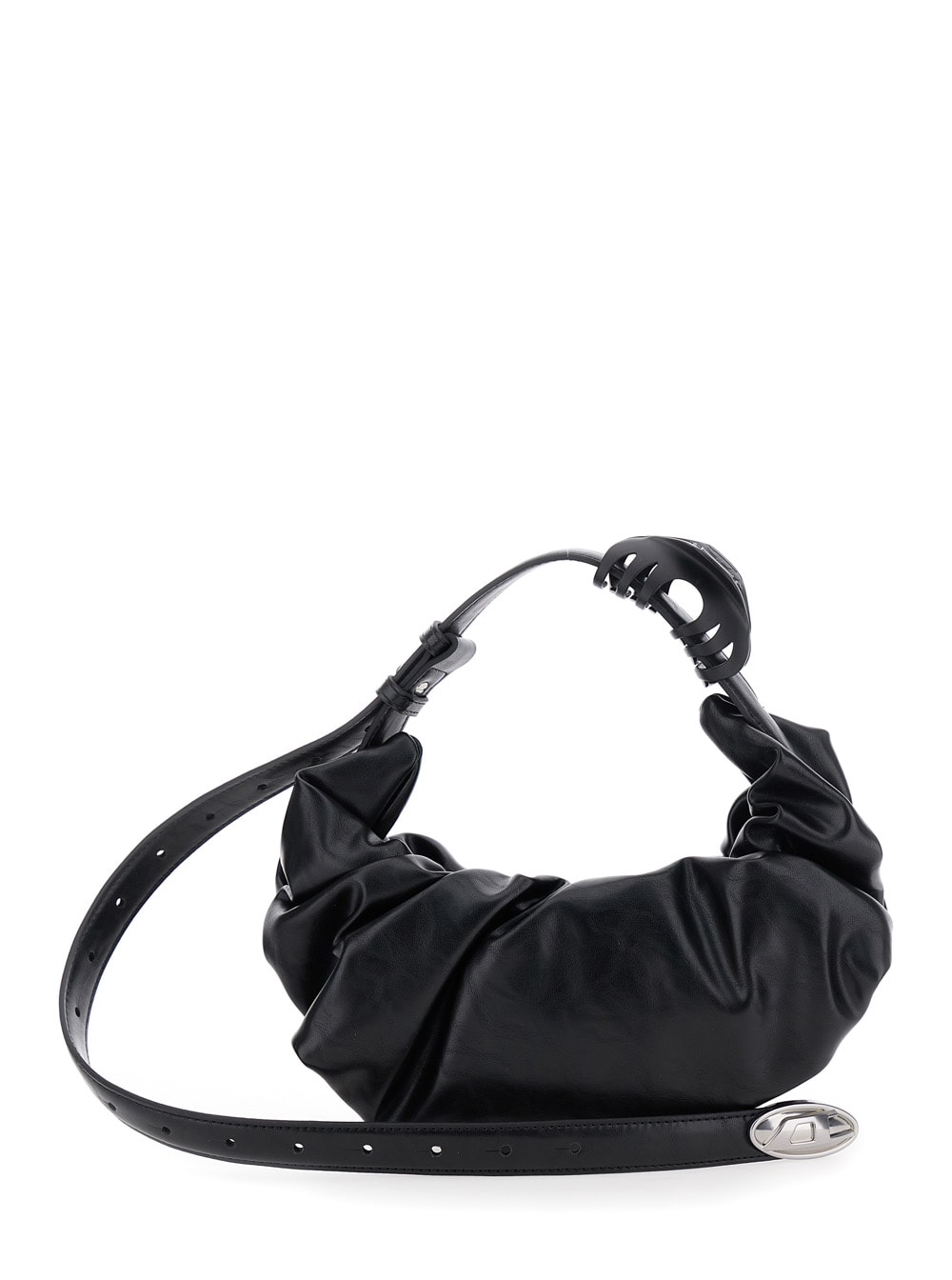 Diesel Grab D Black Handbag With Adjustable Shoulder Strap And Hair Clip Detail On The Handle In Ecoleather In Black