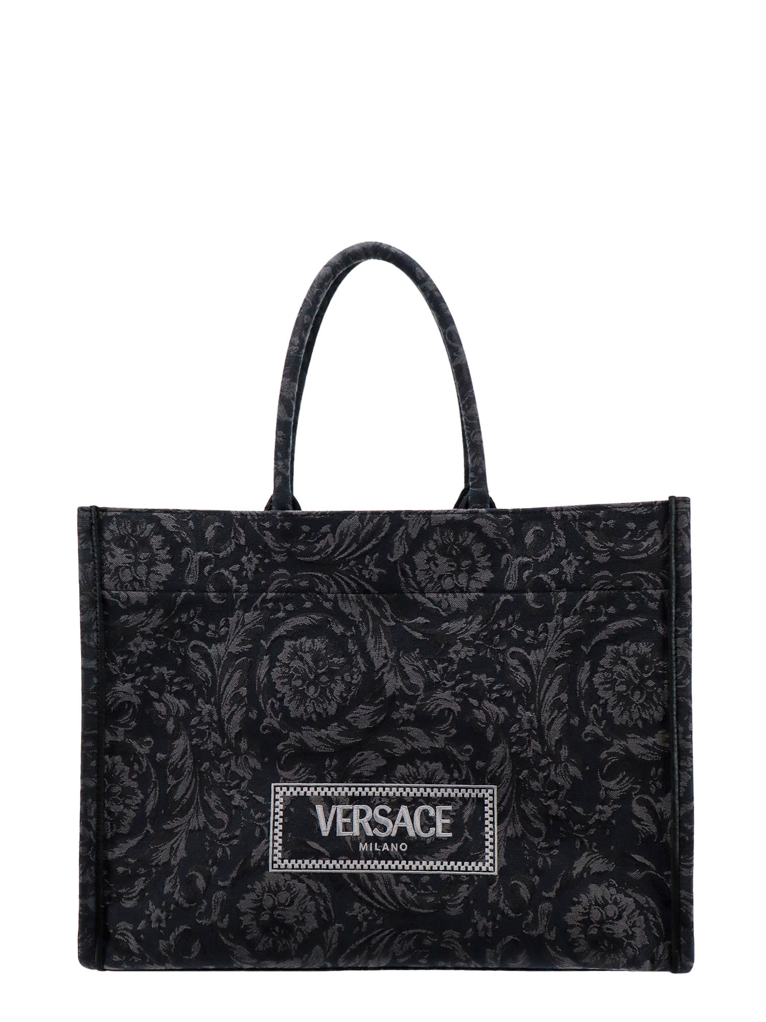 Shop Versace Athena Barocco Shoulder Bag In V Black Oro