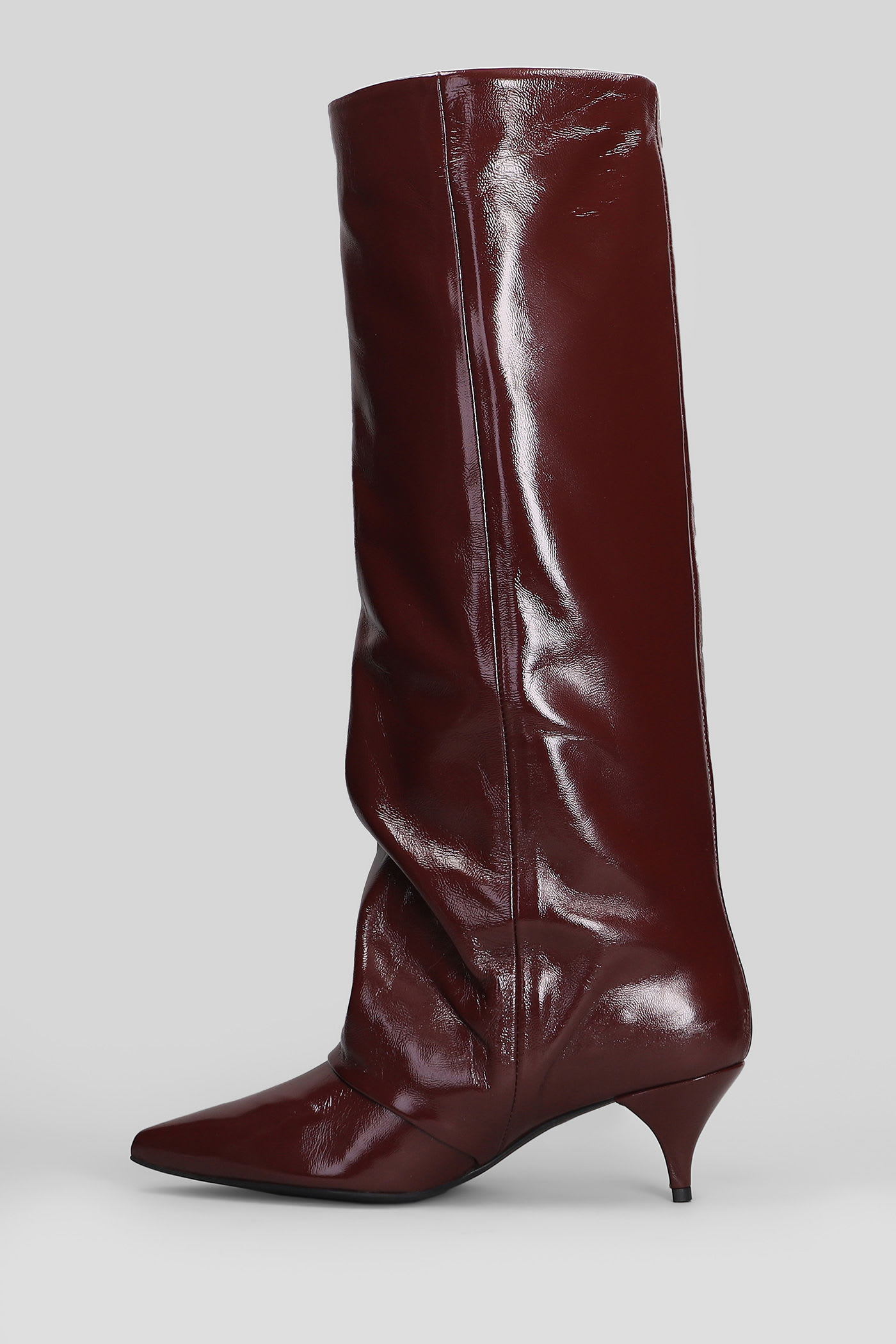 Alchimia High Heels Boots In Bordeaux Leather In Burgundy