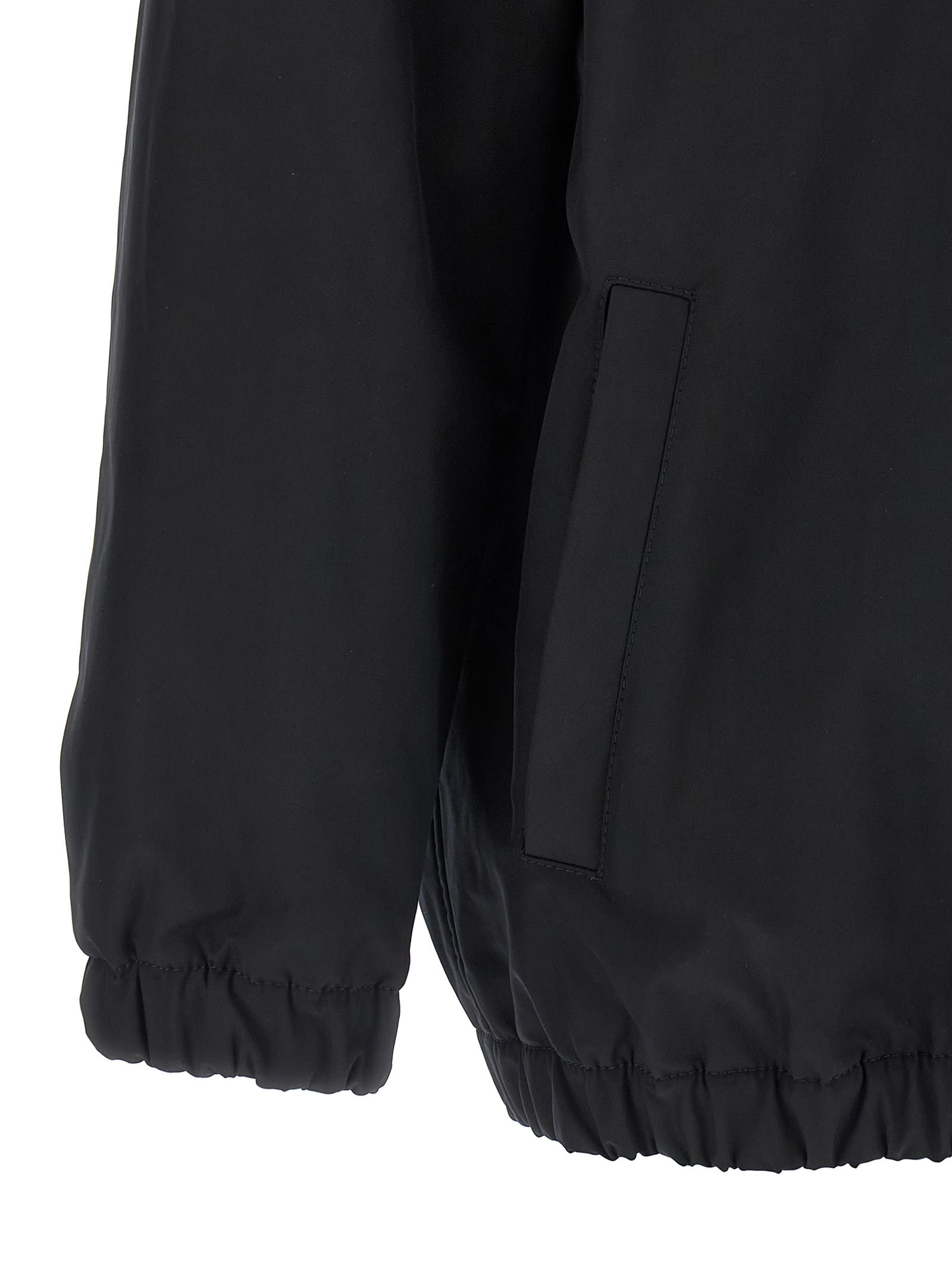 Valentino Garavani Nylon Hooded Jacket With Drawstring In Black