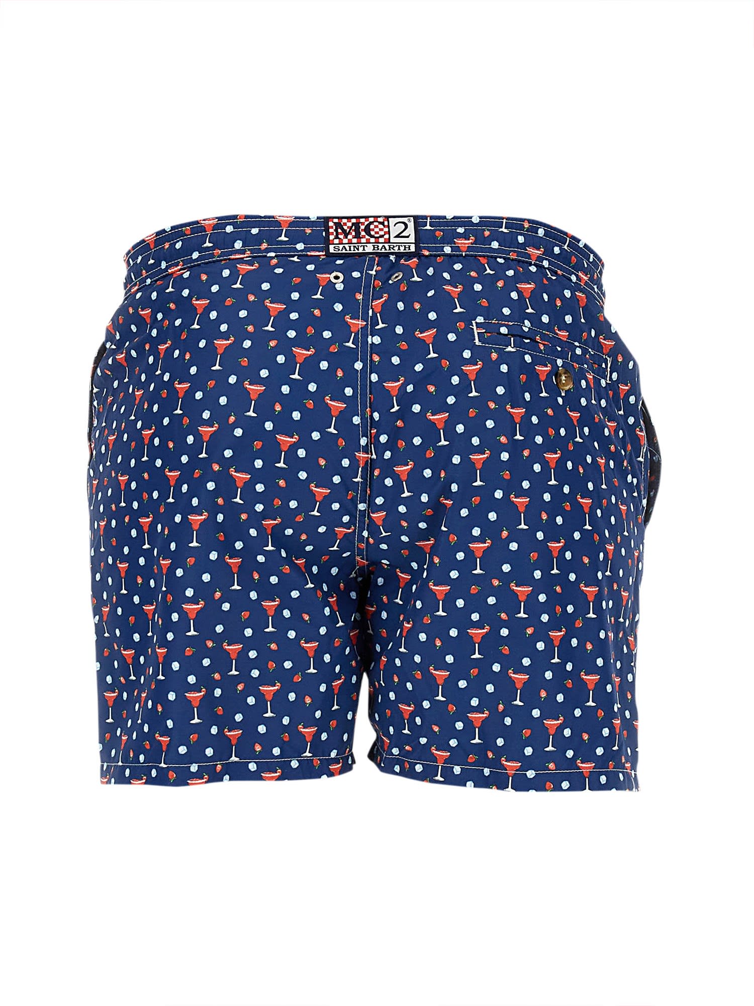 Shop Mc2 Saint Barth Daiquiri Strawberry Print Boxer Swimsuit In Blu