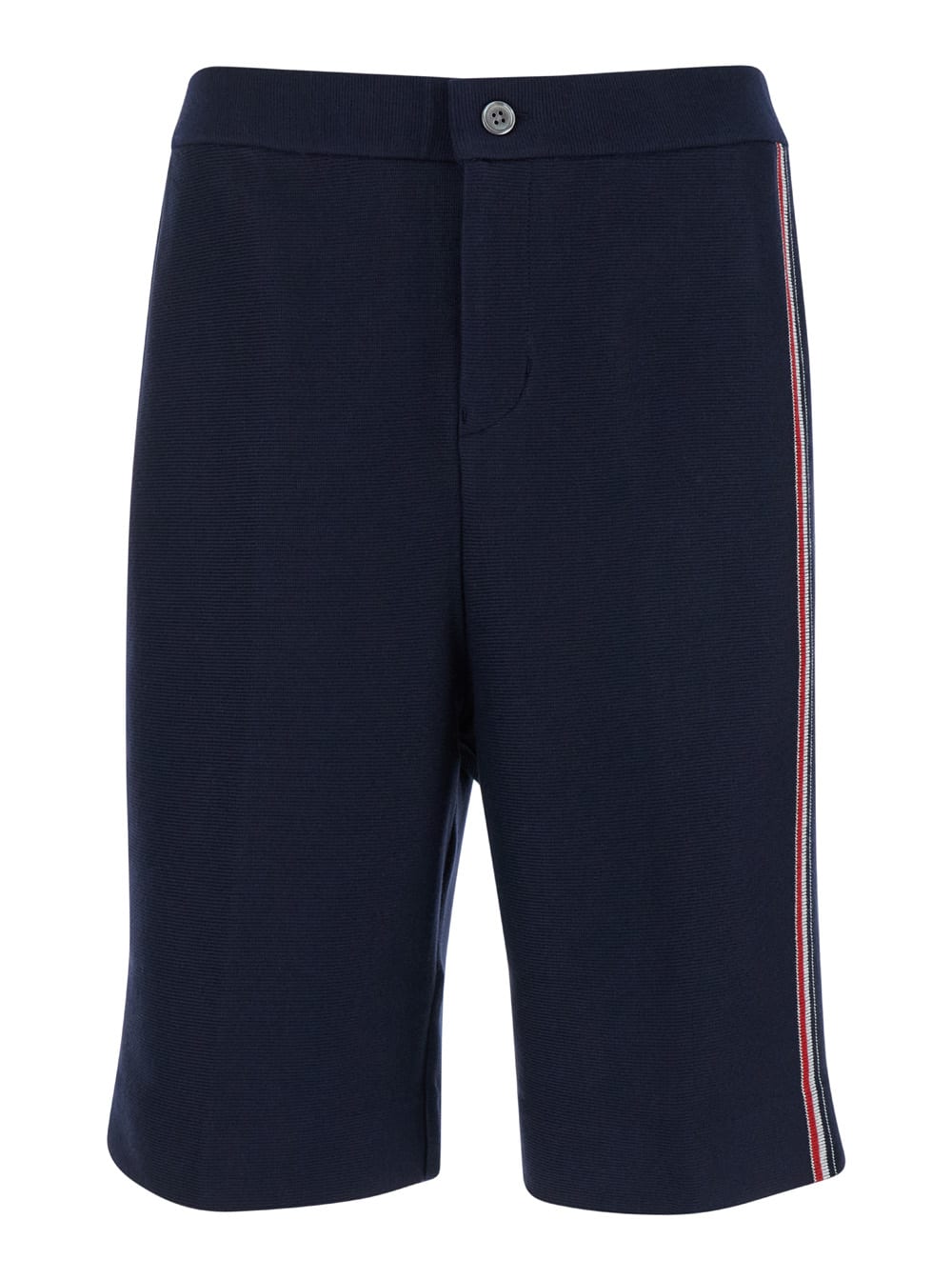 Shop Thom Browne Blue Bermuda Shorts With Rwb Stripe Detail In Cotton Man