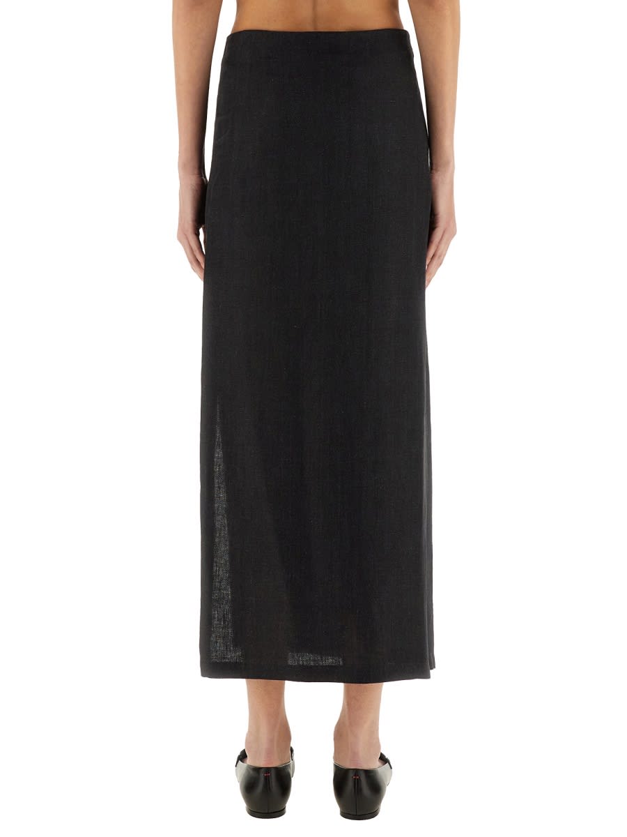 Alysi Linen Skirt With Slit In Grey