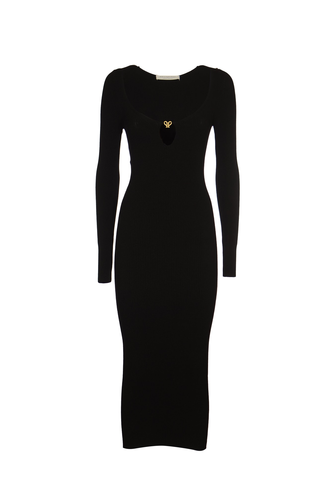 Shop Philosophy Di Lorenzo Serafini Keyhole Detail Long-sleeved Knit Dress In Black