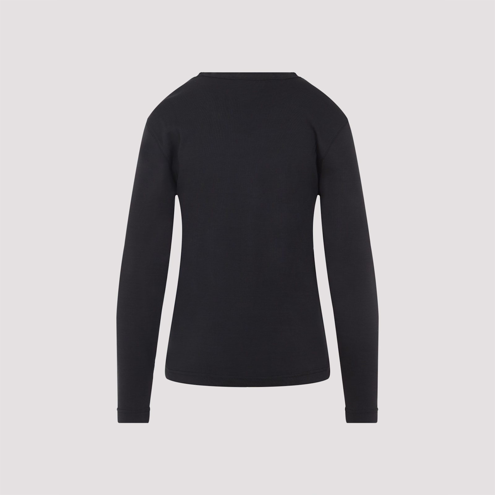 Lemaire Ribbed Crew Neck Long Sleeve Top In Black
