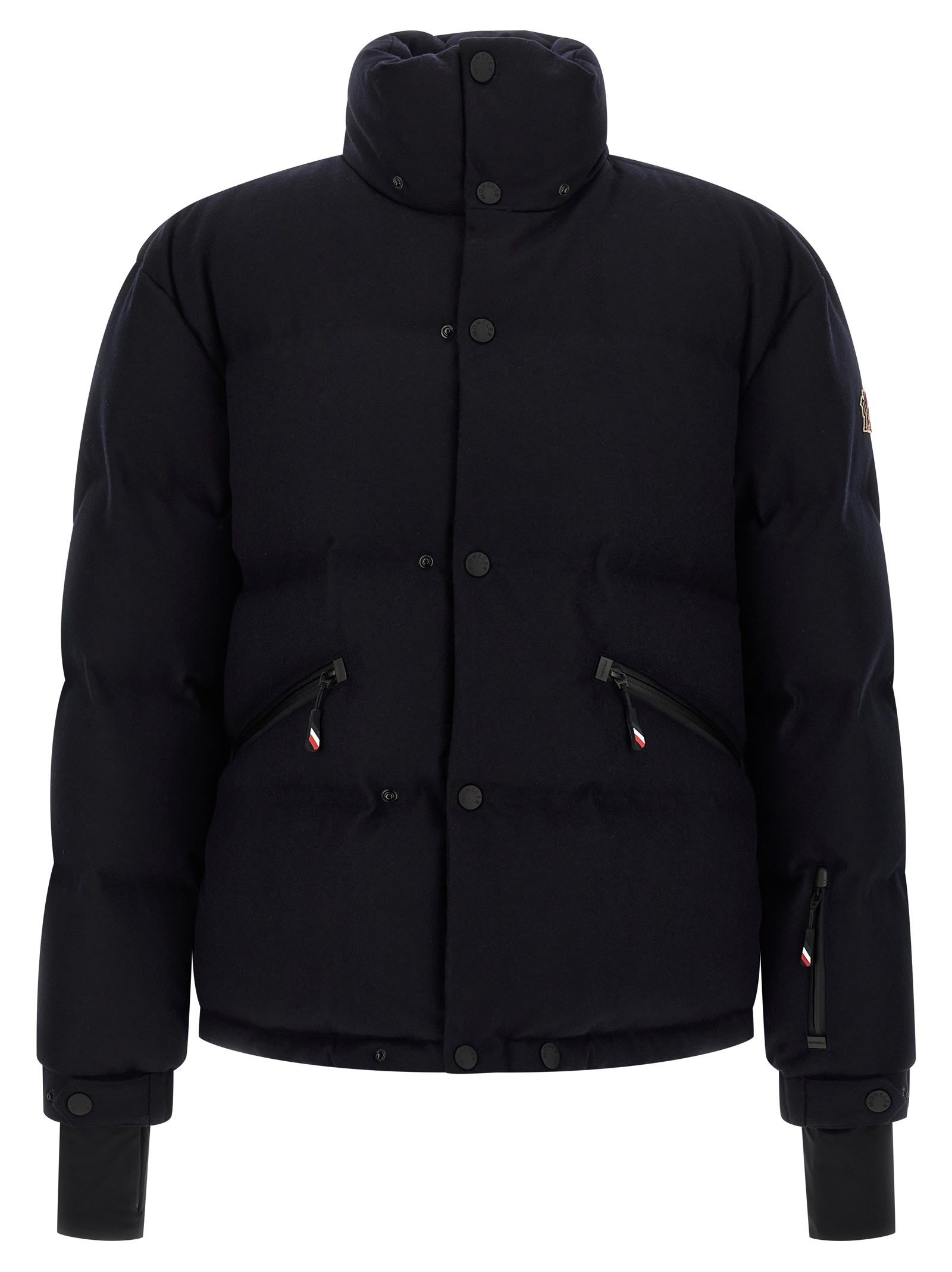 Moncler Down Jacket With Hood And Zippered Pockets In Black