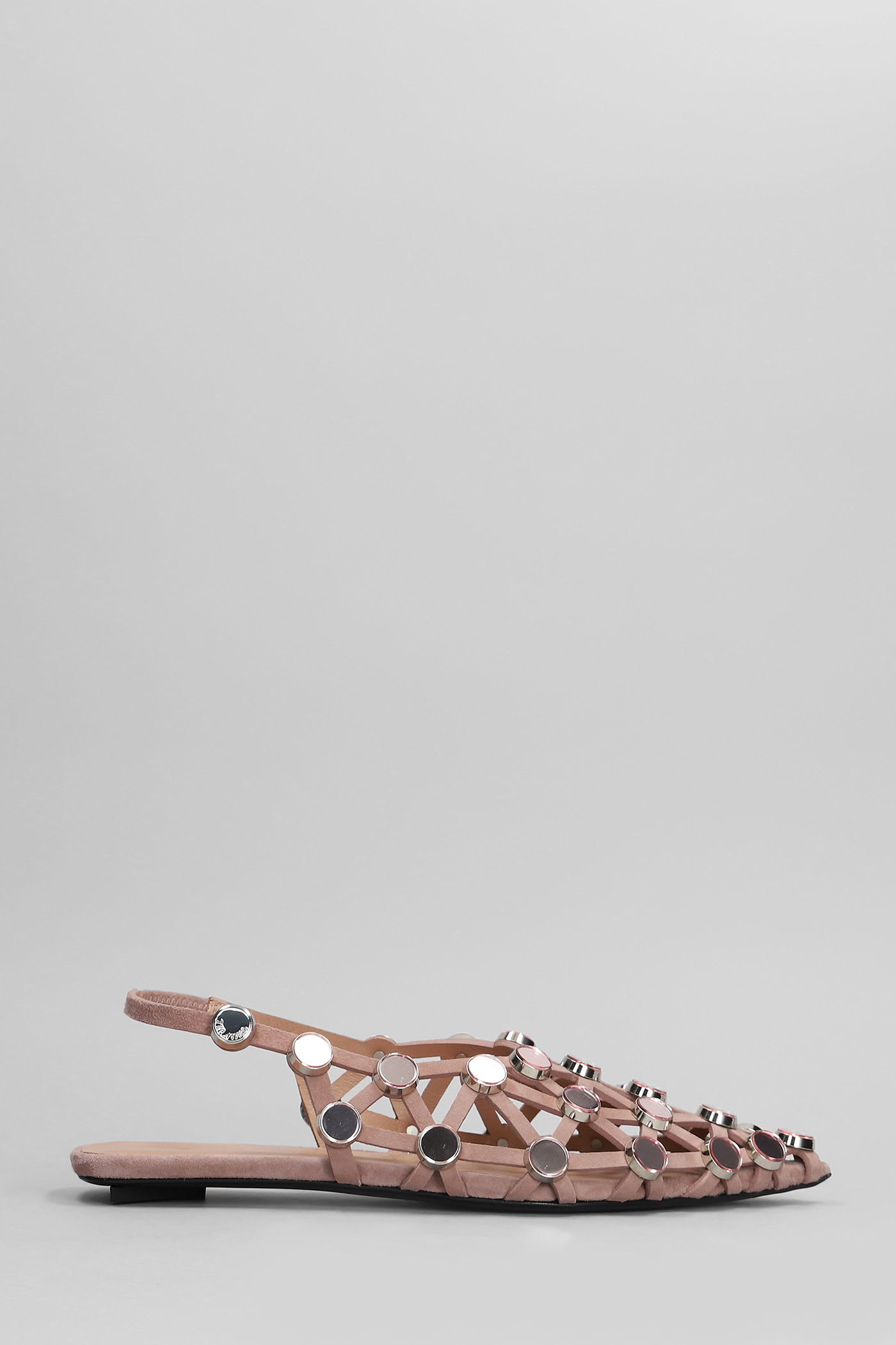 Attico Grid Flats In Rose-pink Suede In Multi