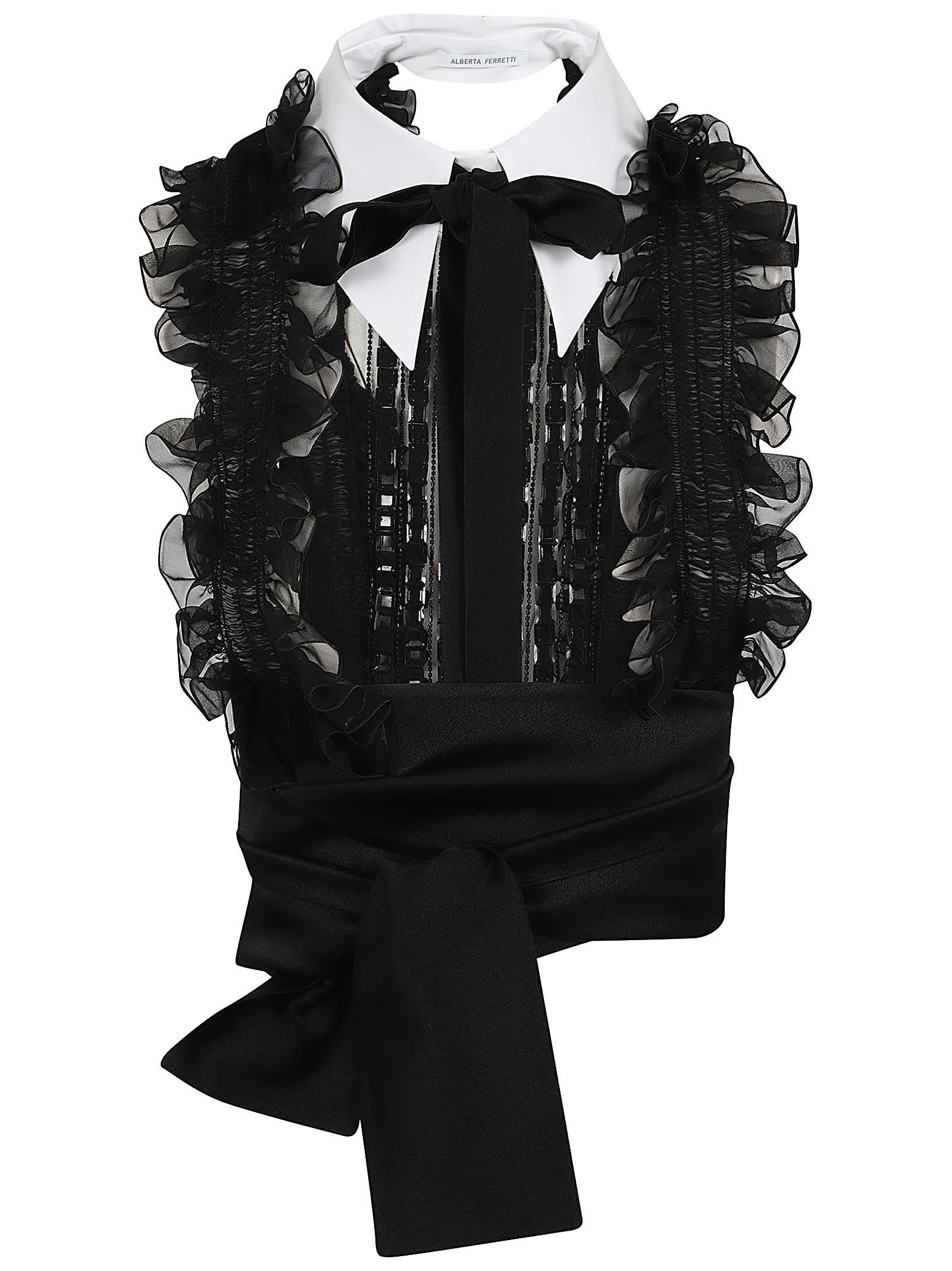 Shop Alberta Ferretti Top Chiffon Organico In Nero