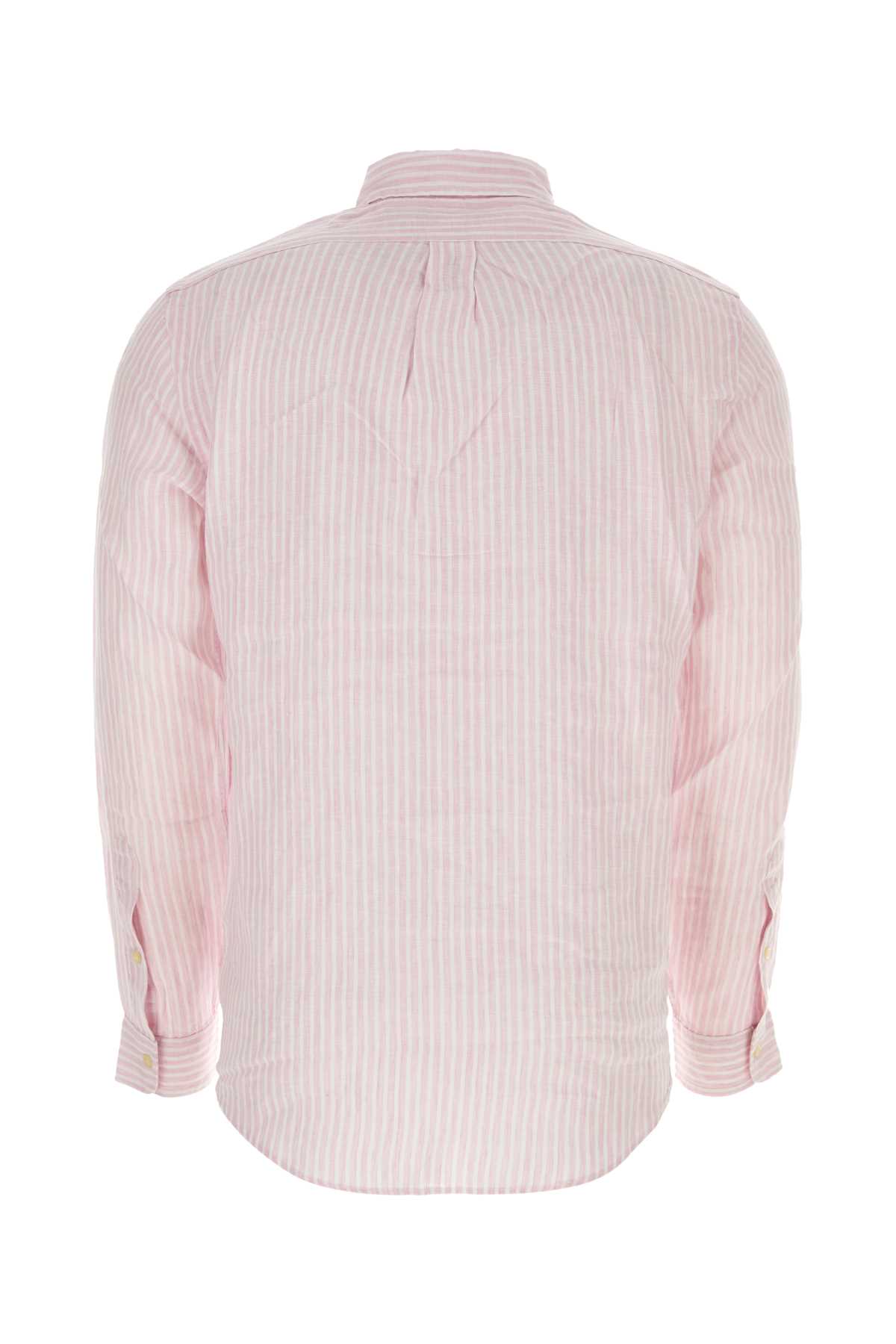 Polo Ralph Lauren Printed Linen Shirt In Pinkwhite