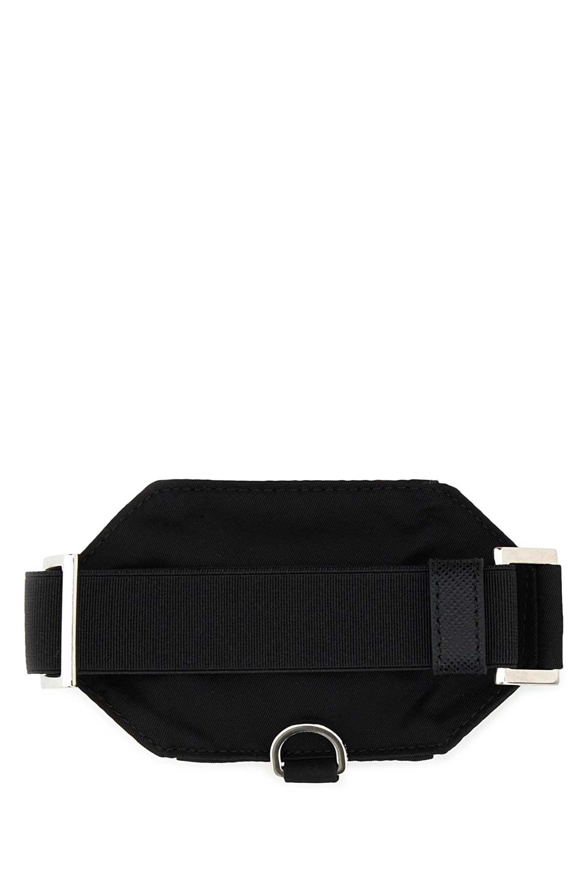 Prada Adjustable Strap Nylon Cuff Keyring In Nero
