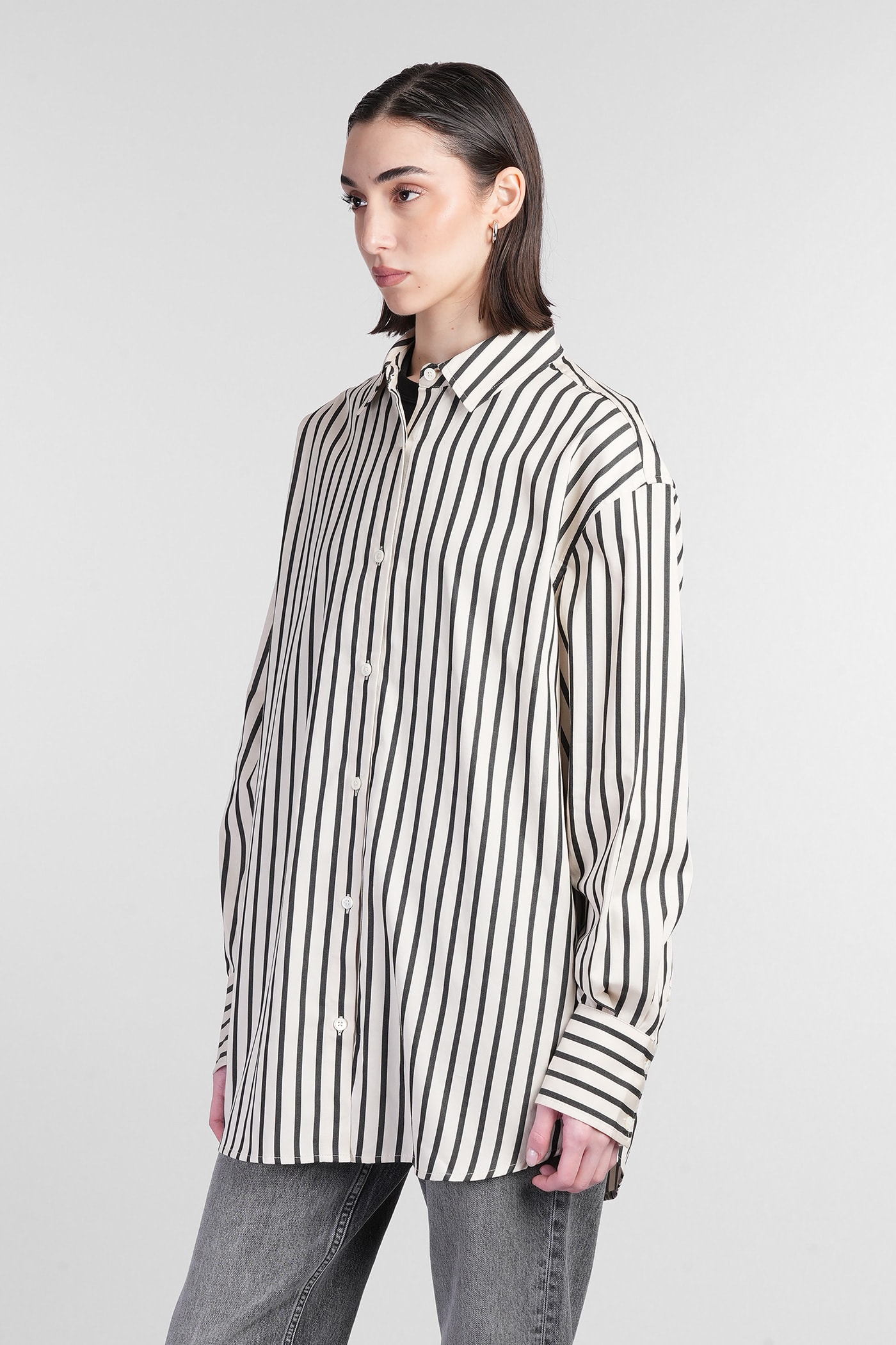 Shop Anine Bing Plaza Shirt In Beige Cotton