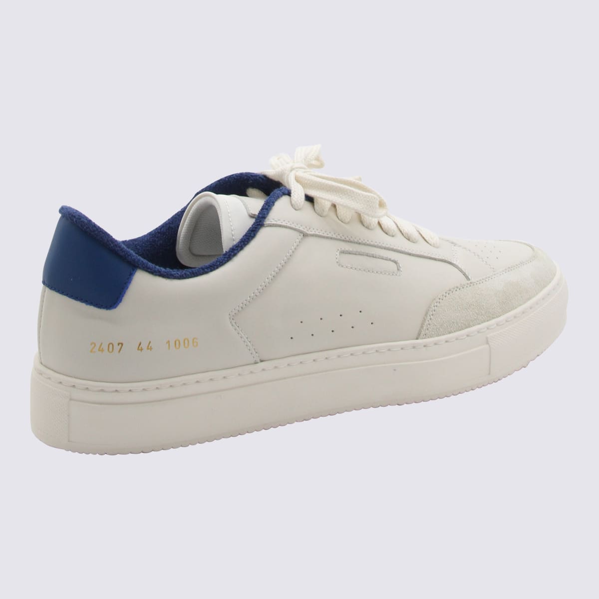 Shop Common Projects White And Blue Leather Sneakers