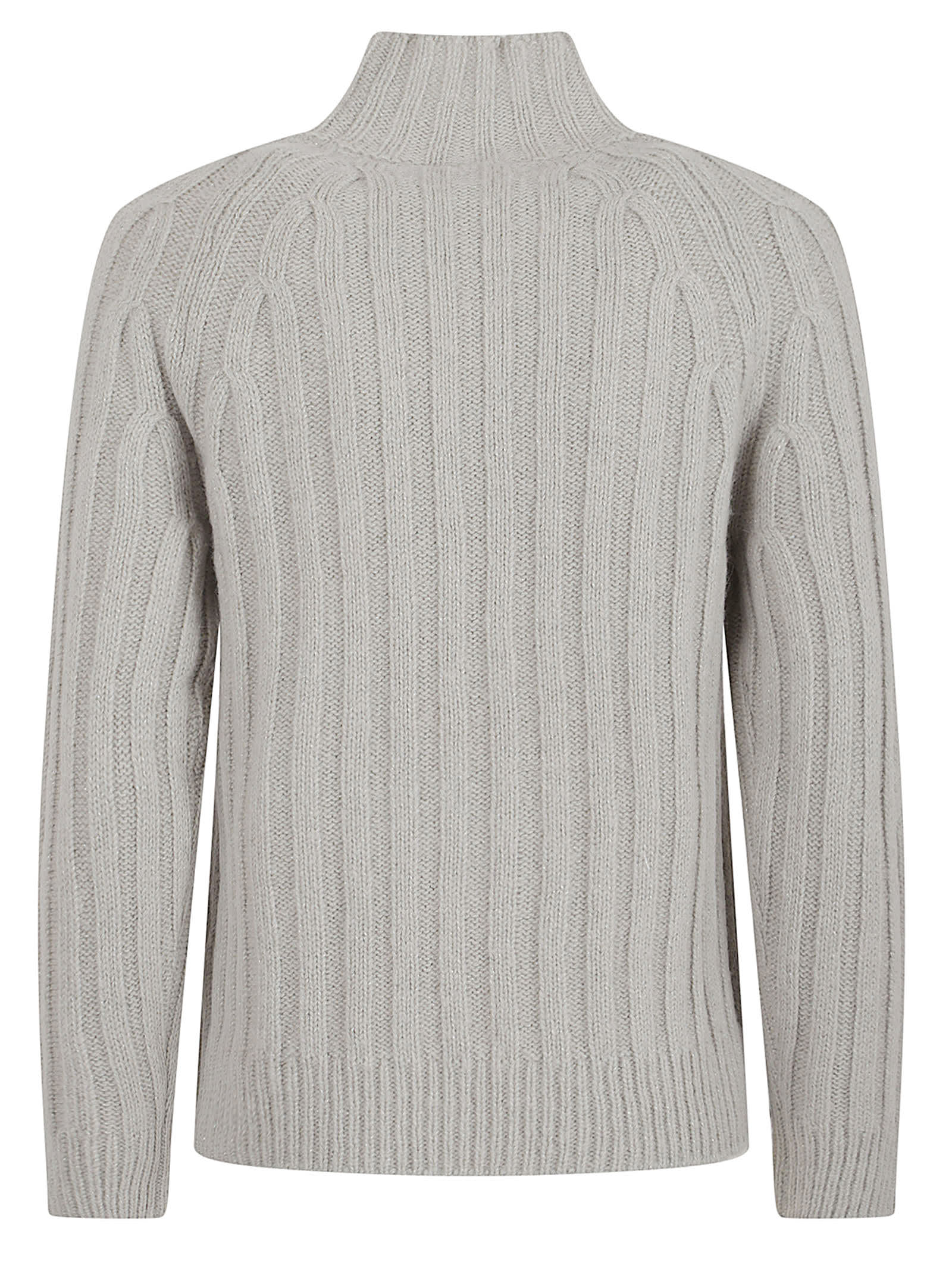 Peserico High Neck Long Sleeve Knit Sweater In Neutral