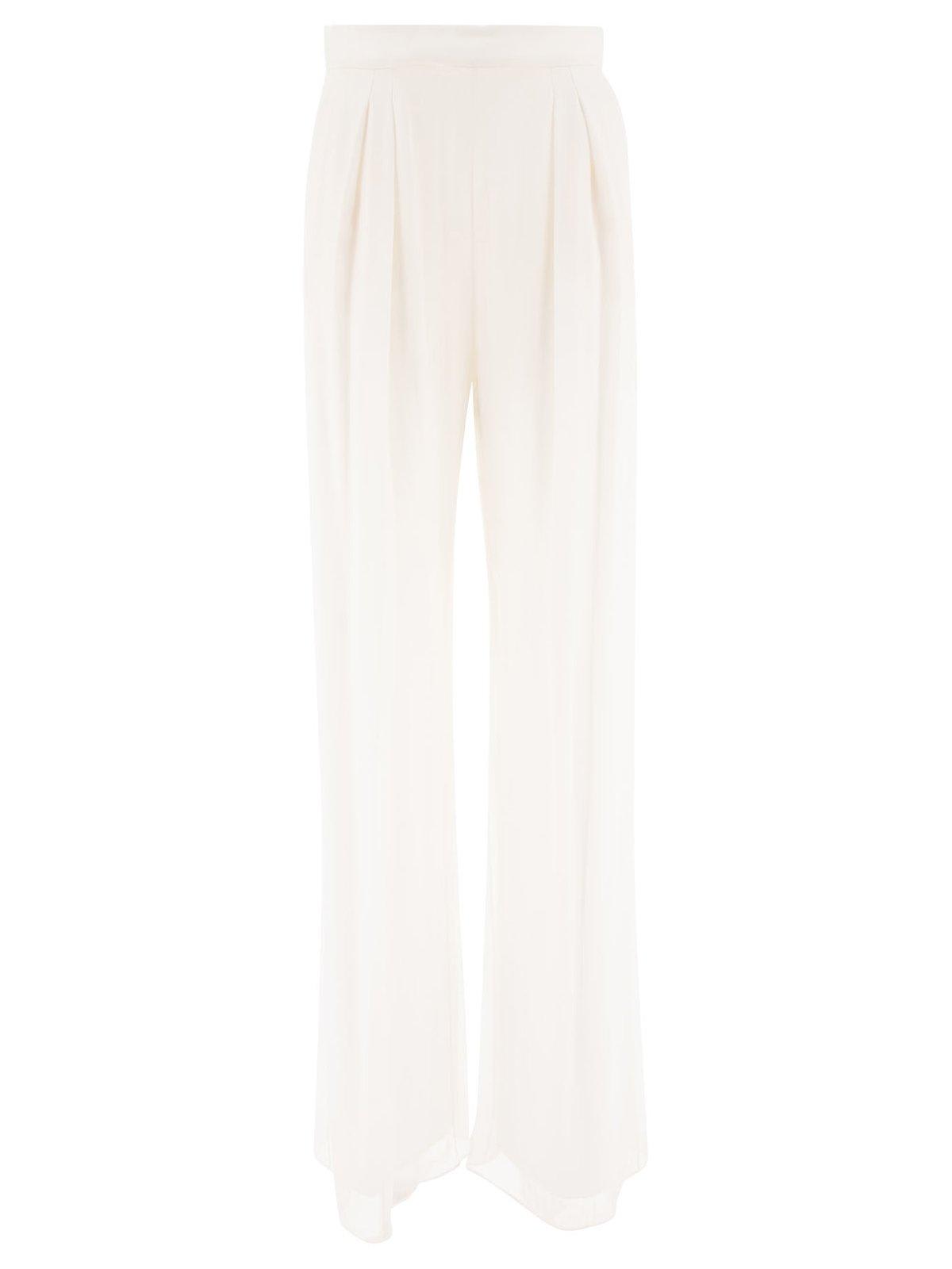 Shop Max Mara High Waist Chiffon Trousers In White