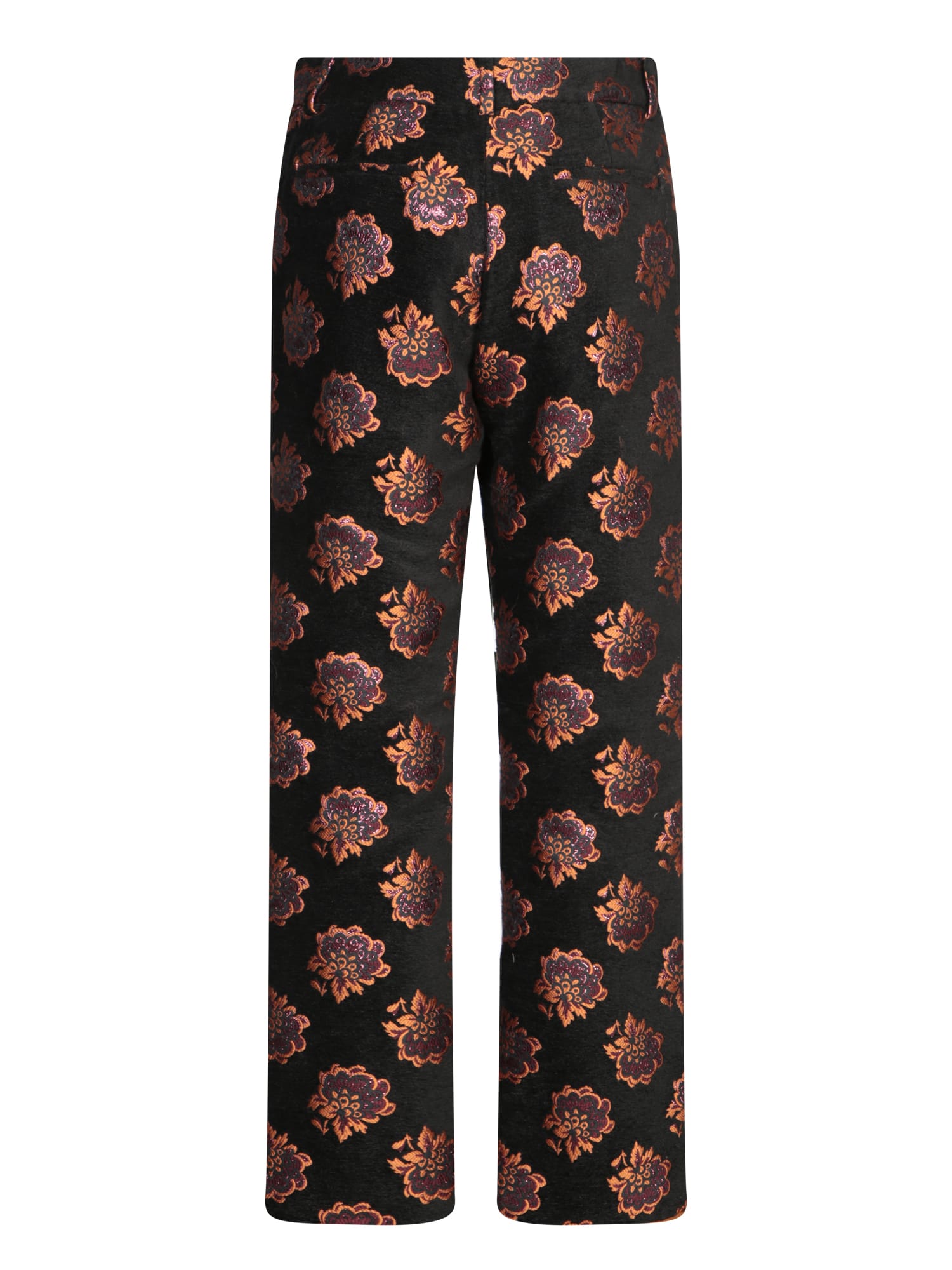 Shop La Doublej Pink-black Jacquard Trousers