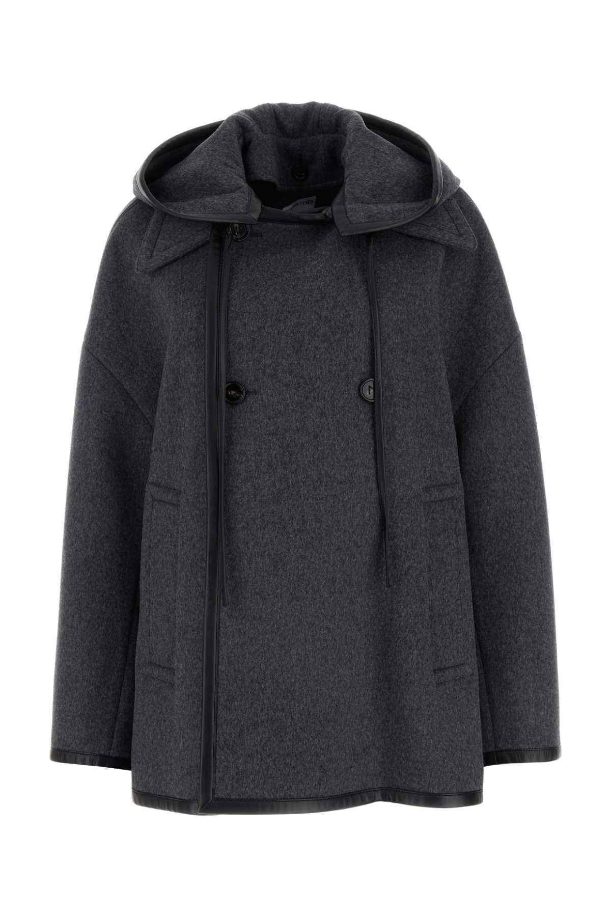 Shop Bottega Veneta Dark Grey Wool Oversize Coat In Charcoalmelange