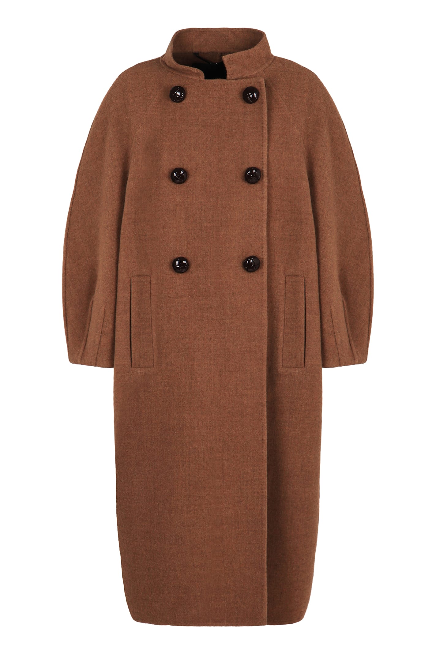 Max Mara Couture Coat In Double Wool In Brown