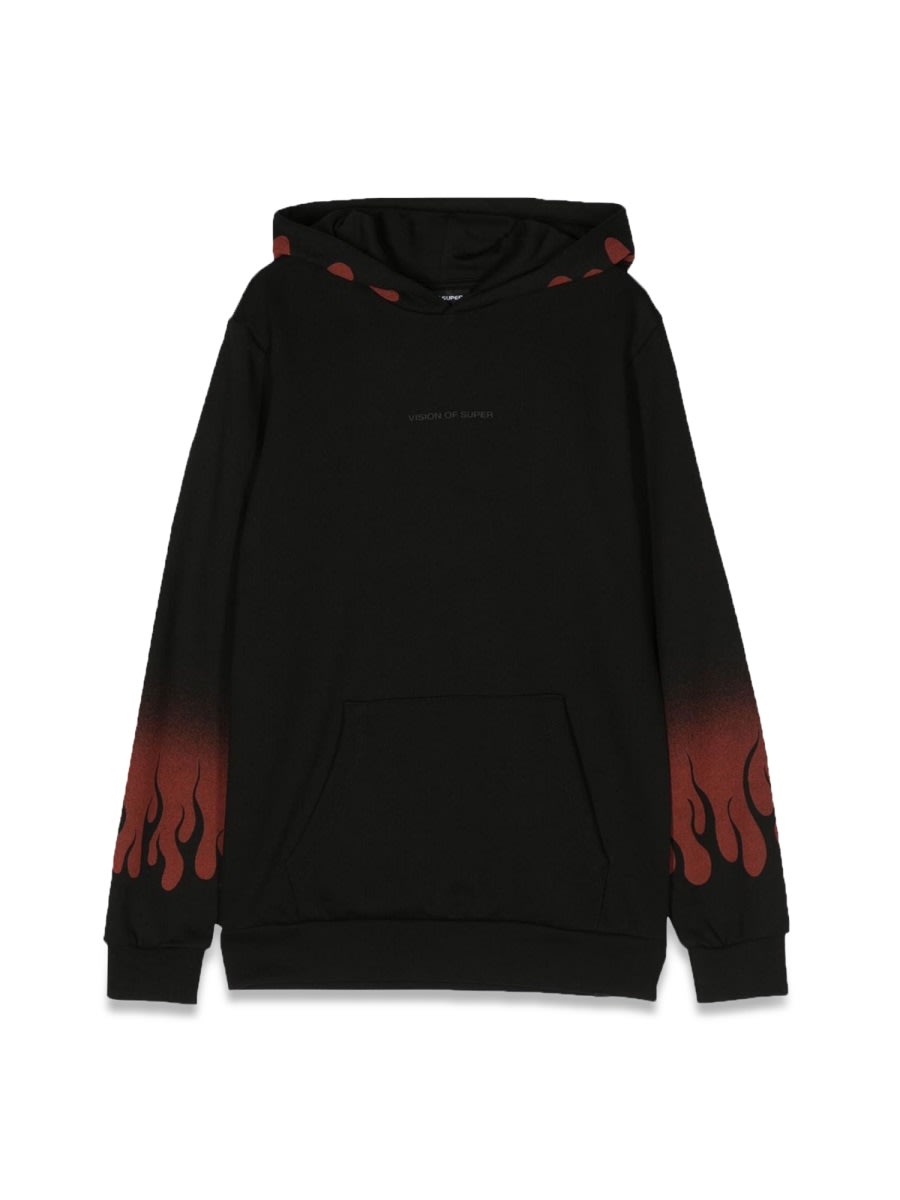 Vision Of Super Hoodie Negative Red Flames In Black