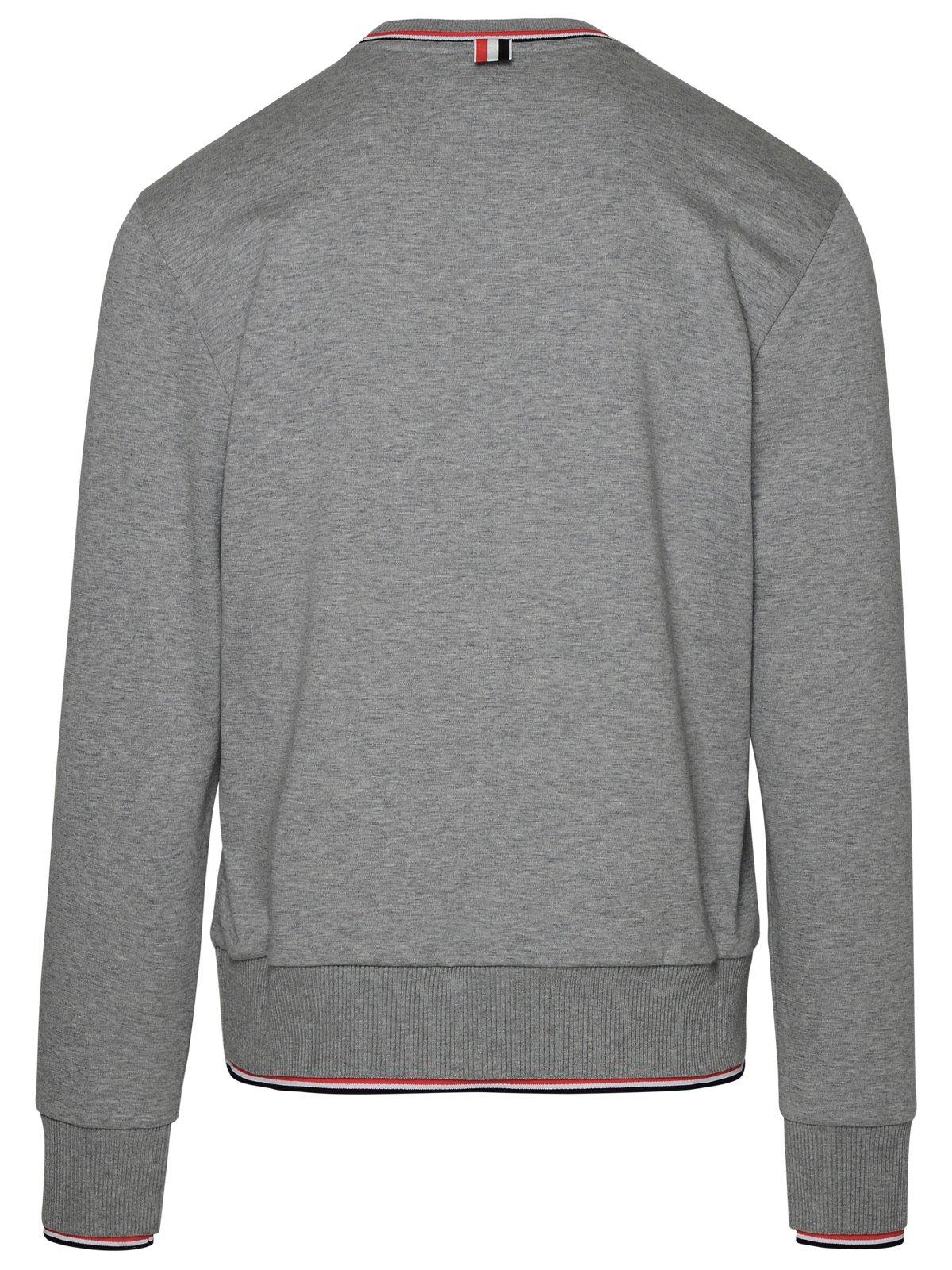 Shop Thom Browne Long-sleeved Crewneck Sweatshirt In Light Grey