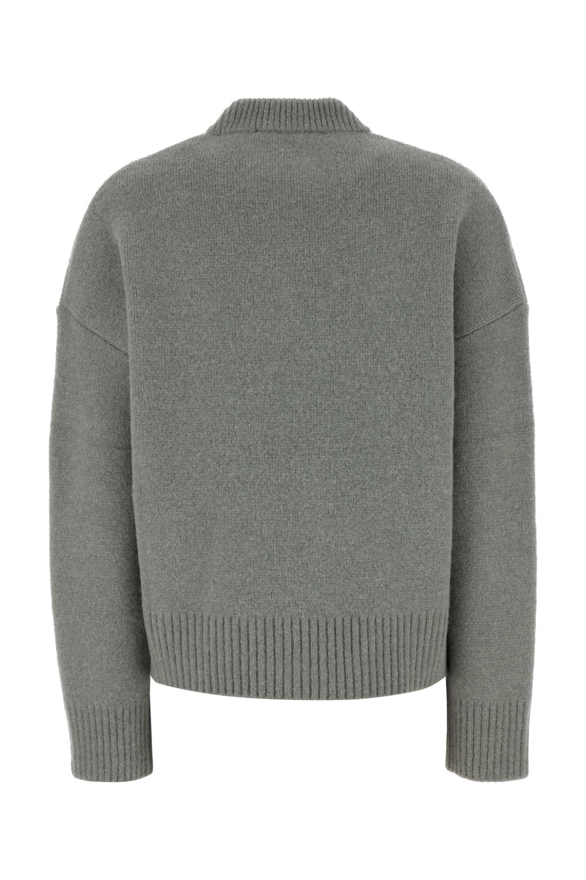 Ami Alexandre Mattiussi Ami Grey Stretch Alpaca Blend Sweater In Gray