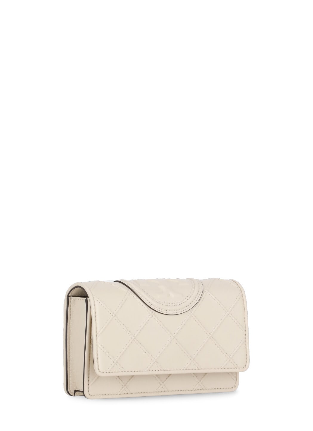Tory Burch Ivory Leather Fleming Clutch In Panna