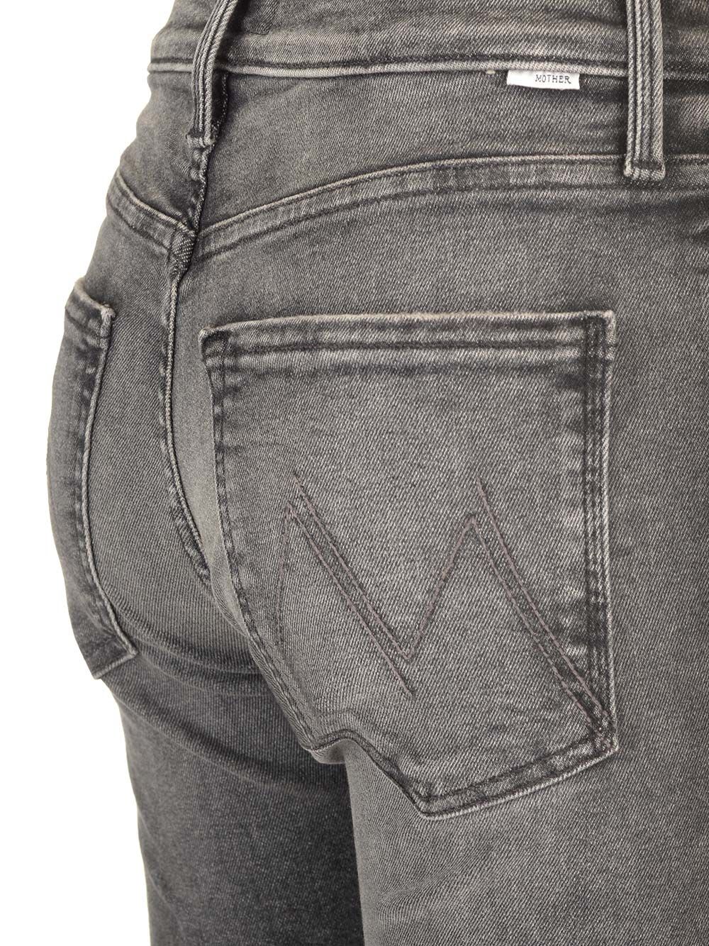 Shop Mother Rider Skimp Mid-rise Jeans In Grey