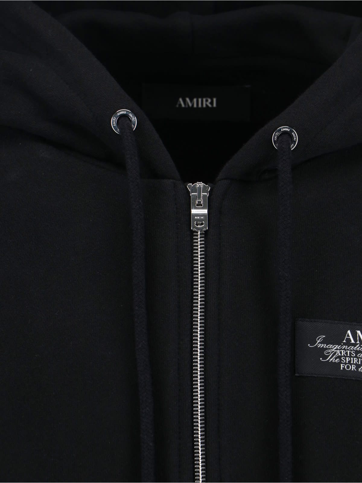 Amiri Black Zip-up Hoodie With Drawstring Hood And Kangaroo Pocket In Black