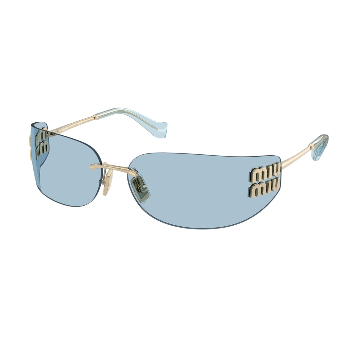 Miu Miu 75mm Oversize Rectangular Wrap Sunglasses In Blue
