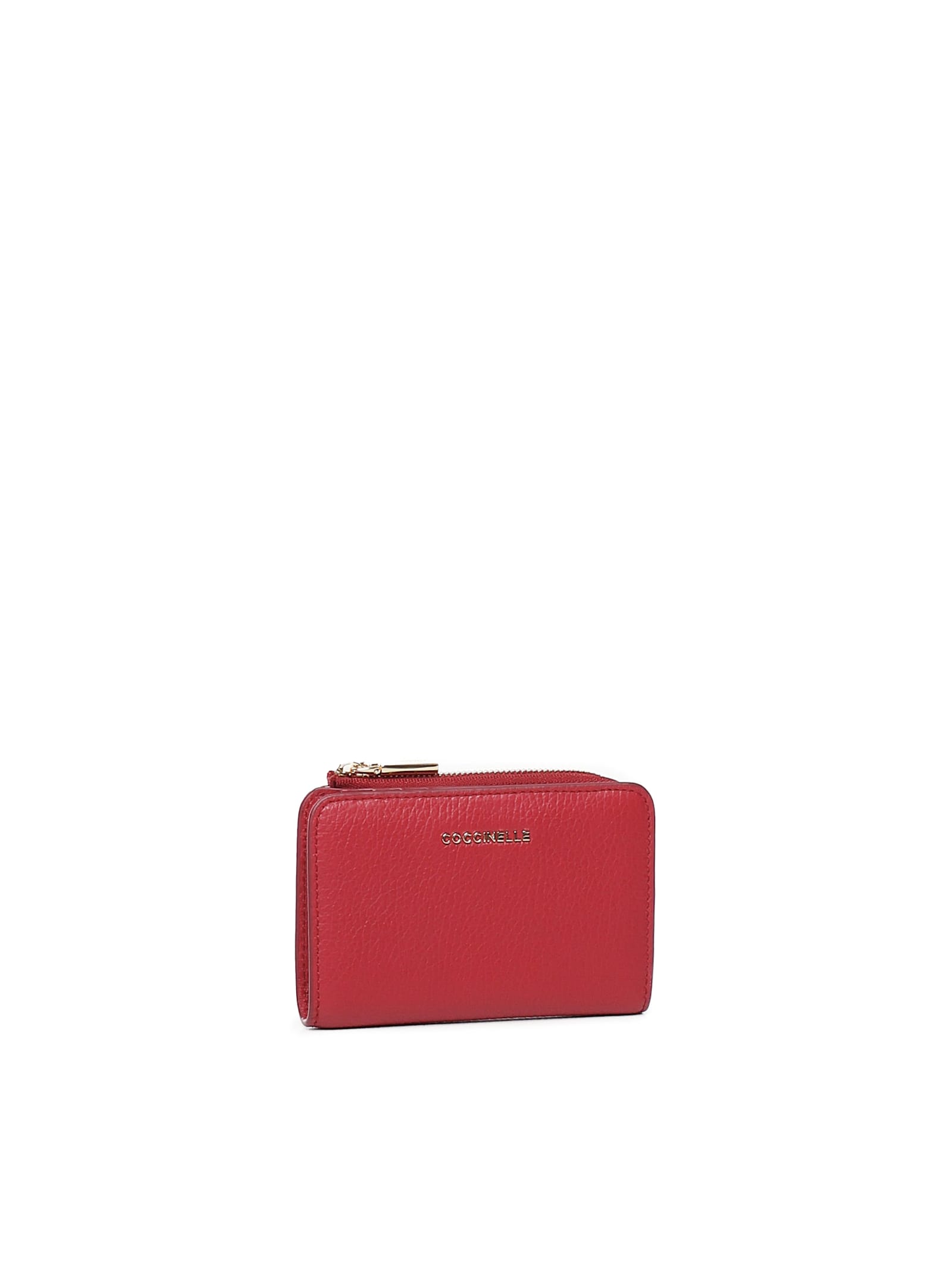 Coccinelle Red Leather Small Zip Wallet In Red