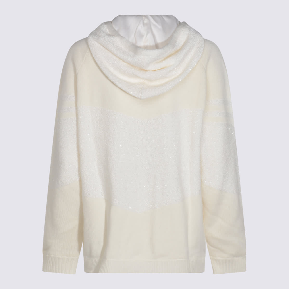 Fabiana Filippi Sparkling Hooded Long Sleeve Knitwear In Neutral