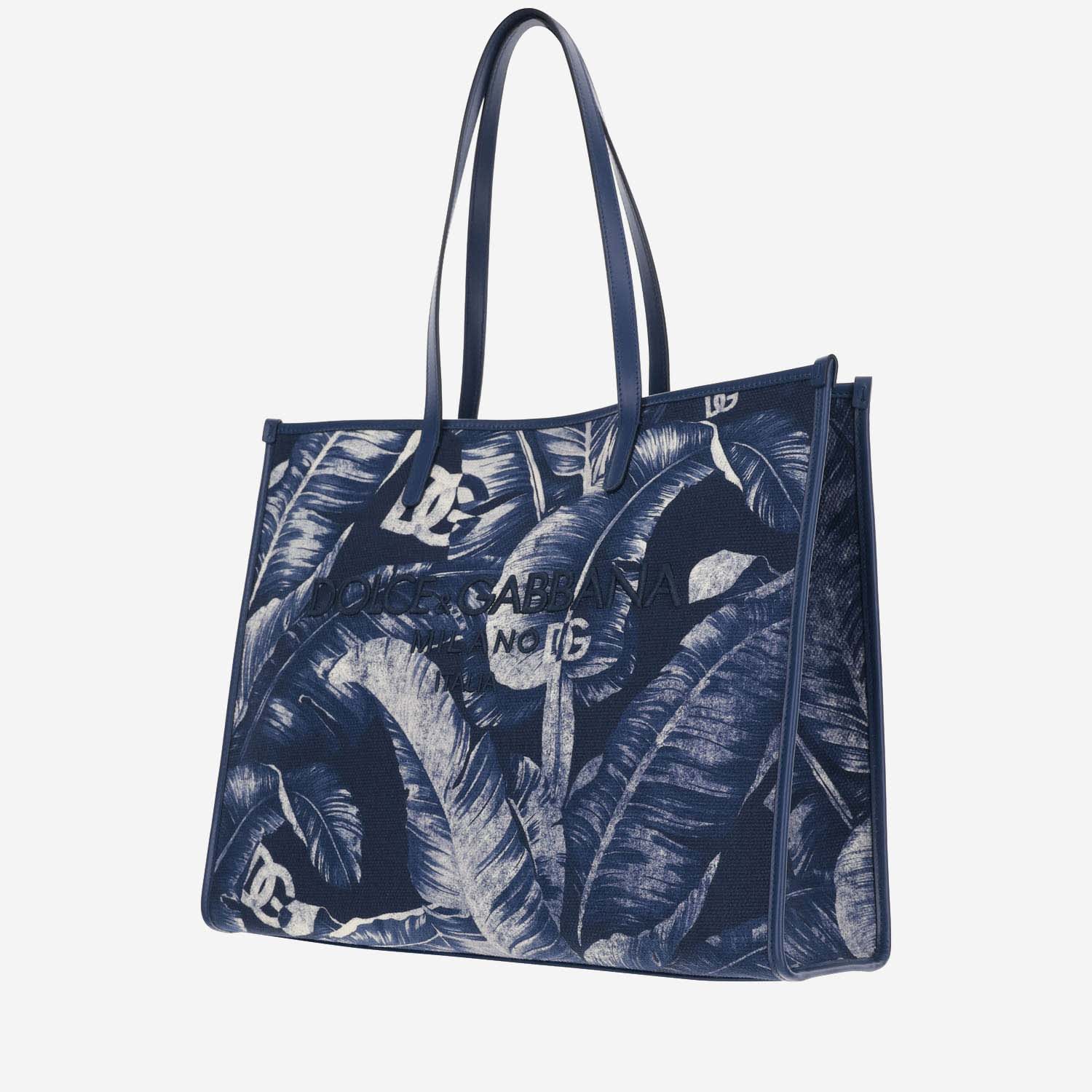 Shop Dolce & Gabbana Large Printed Canvas Shopping In Blue