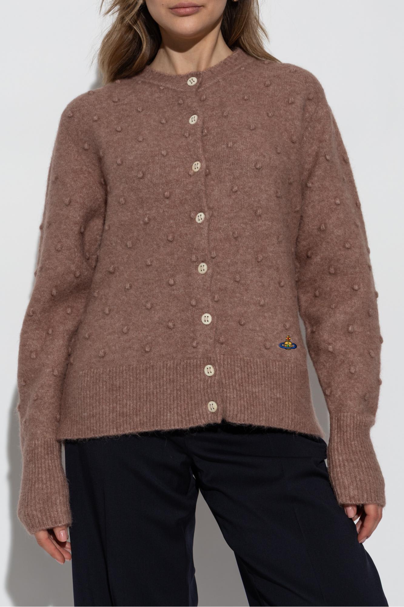 Vivienne Westwood Mens Blush Rubina Orb-embroidery Stretch-wool Blend Cardigan In Brown